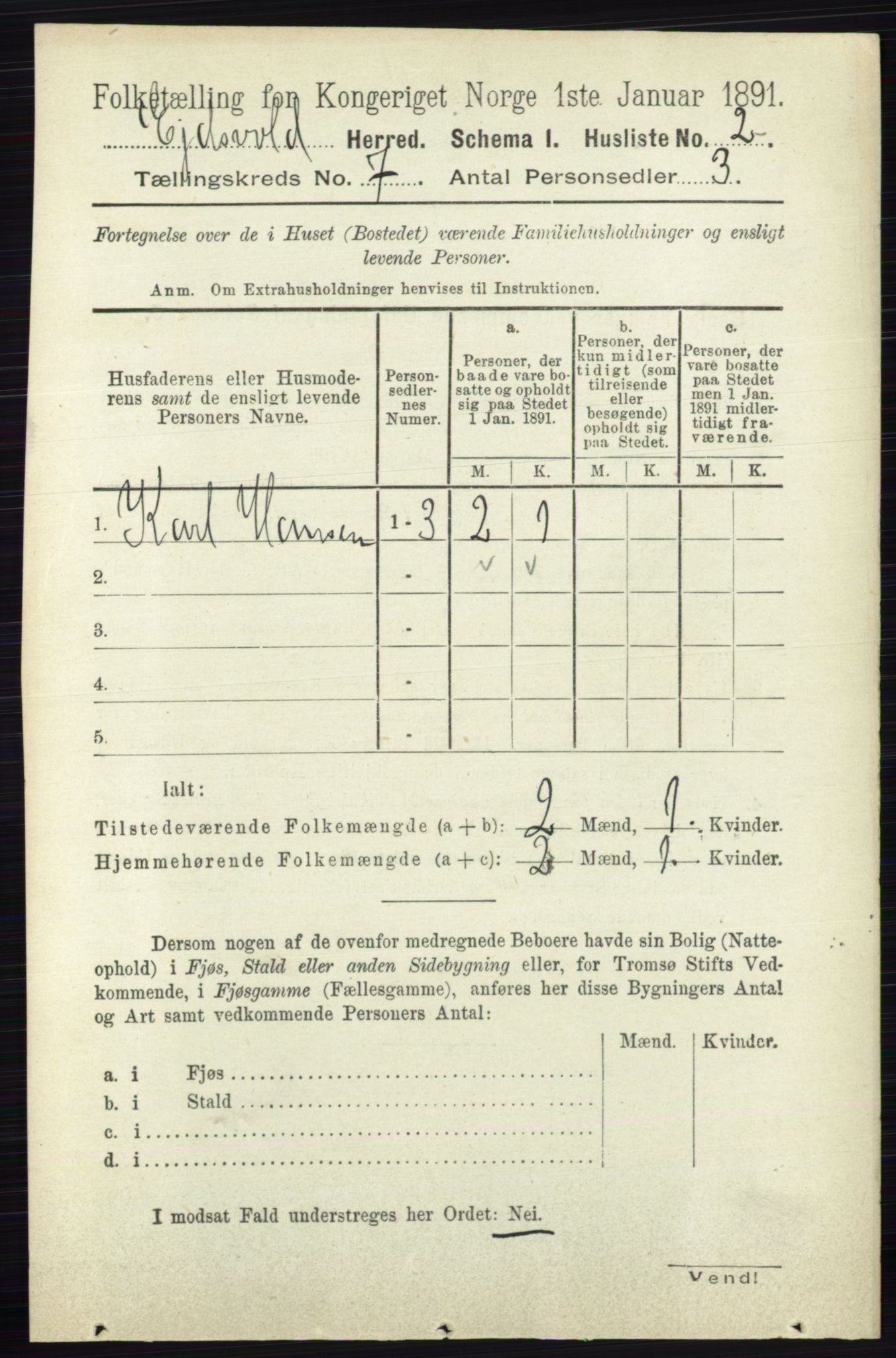 RA, 1891 census for 0237 Eidsvoll, 1891, p. 4508