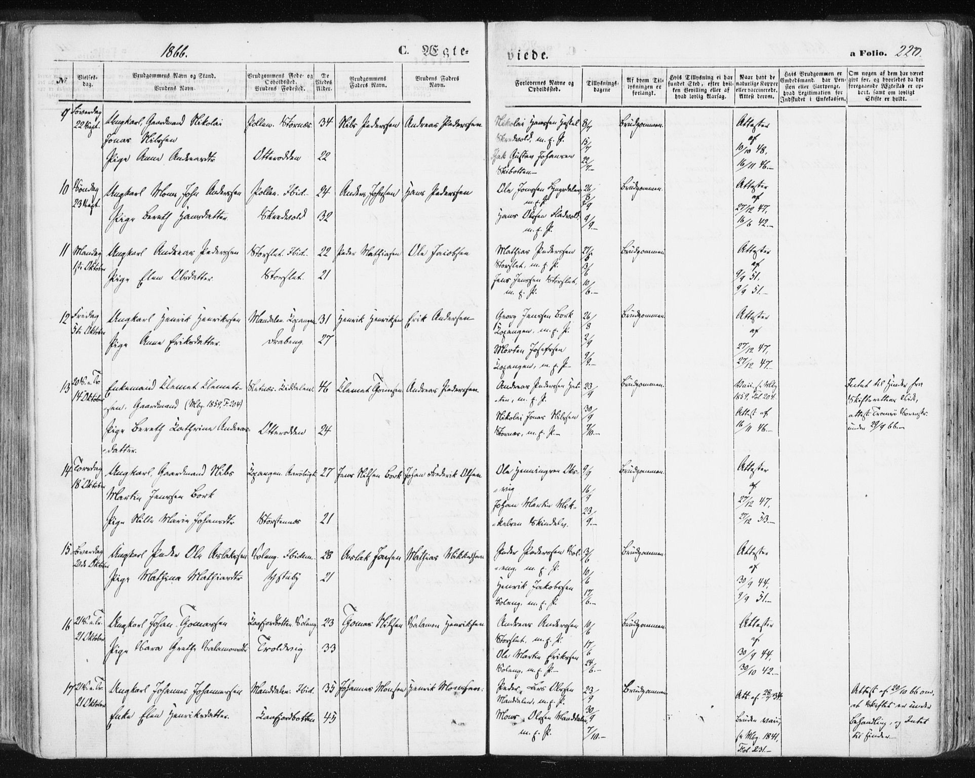 Lyngen sokneprestembete, AV/SATØ-S-1289/H/He/Hea/L0005kirke: Parish register (official) no. 5, 1859-1869, p. 220