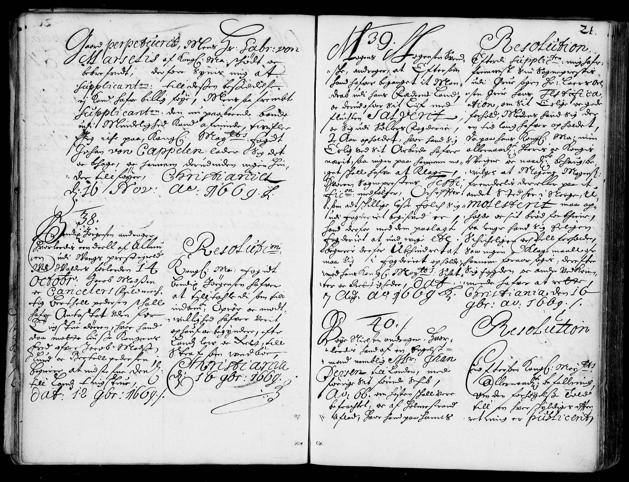 Stattholderembetet 1572-1771, AV/RA-EA-2870/Ad/L0002: Supplikasjons- og resolusjonsprotokoll, 1669-1671, p. 20b-21a