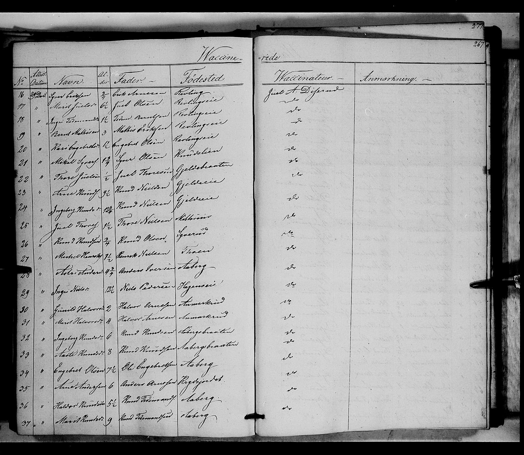 Nord-Aurdal prestekontor, AV/SAH-PREST-132/H/Ha/Haa/L0004: Parish register (official) no. 4, 1842-1863, p. 267