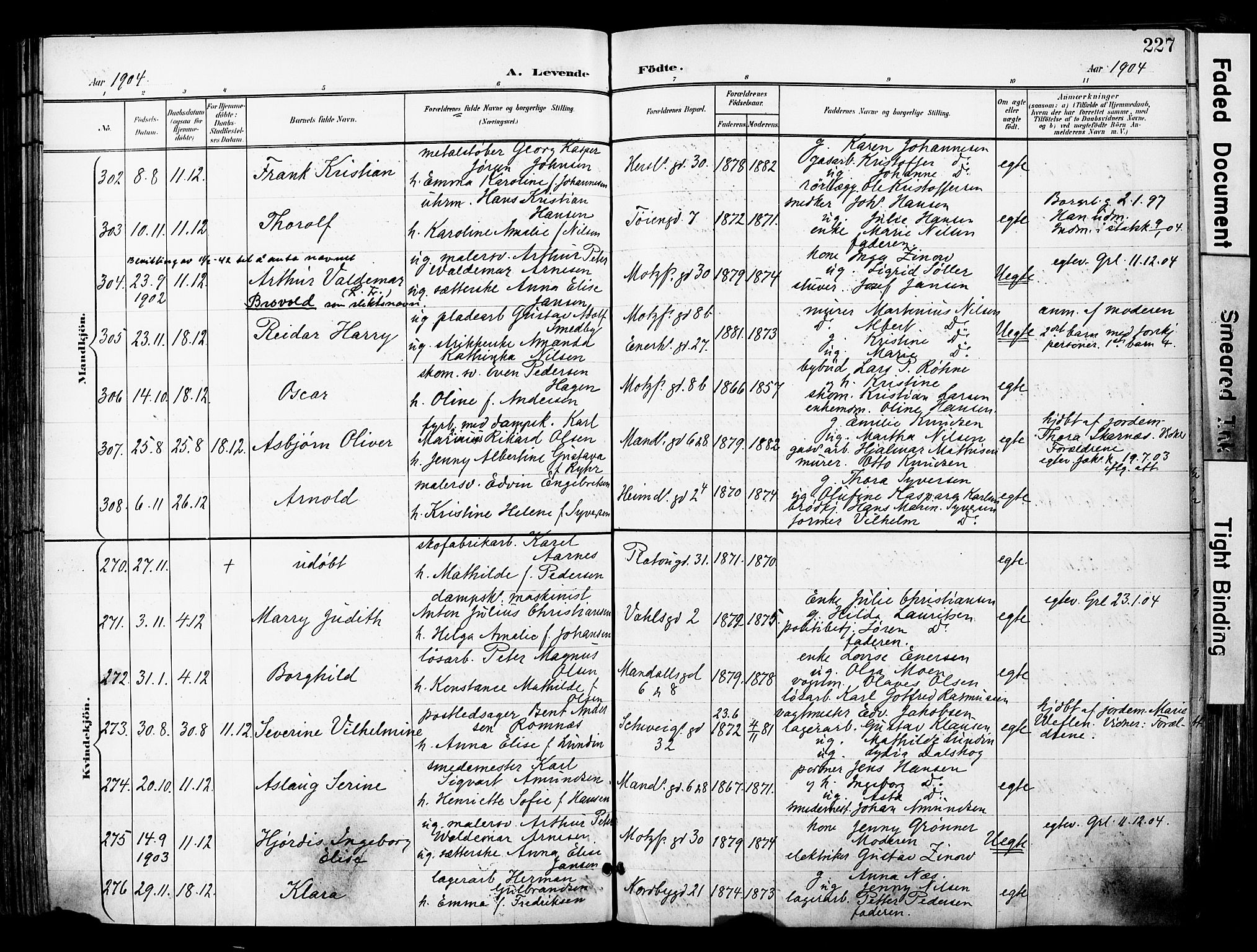 Grønland prestekontor Kirkebøker, AV/SAO-A-10848/F/Fa/L0014: Parish register (official) no. 14, 1900-1911, p. 227