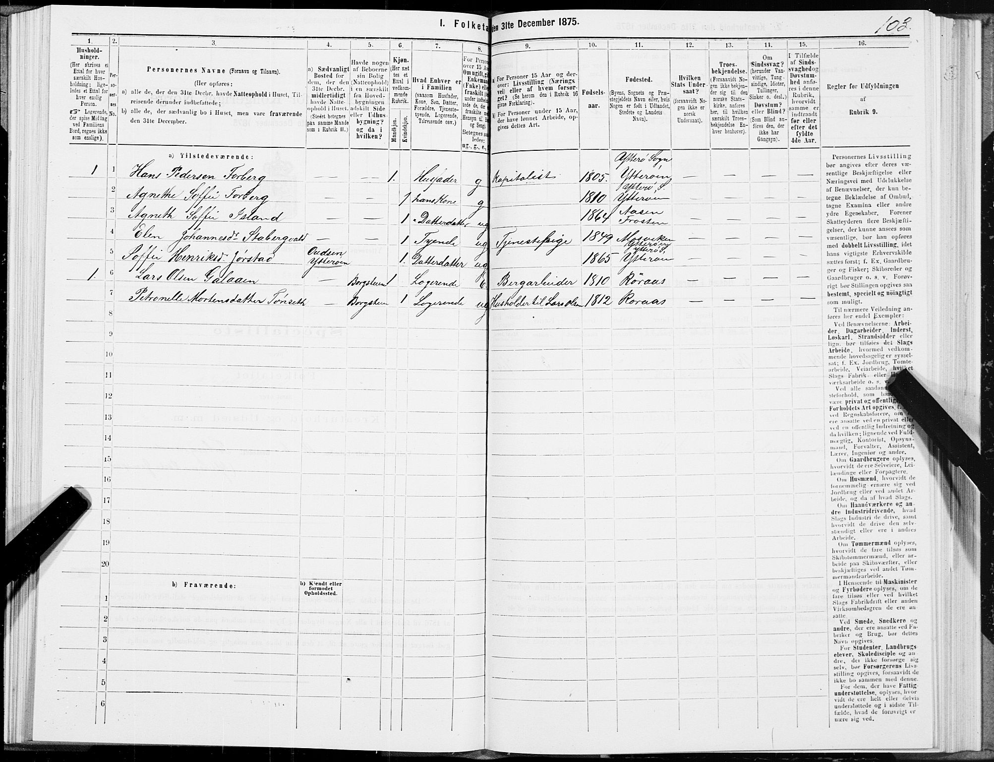 SAT, 1875 census for 1722P Ytterøy, 1875, p. 1103