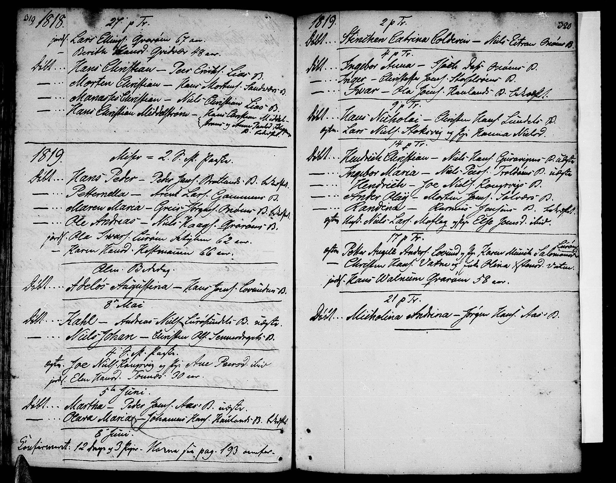 Ministerialprotokoller, klokkerbøker og fødselsregistre - Nordland, AV/SAT-A-1459/839/L0563: Parish register (official) no. 839A01 /1, 1767-1824, p. 319-320
