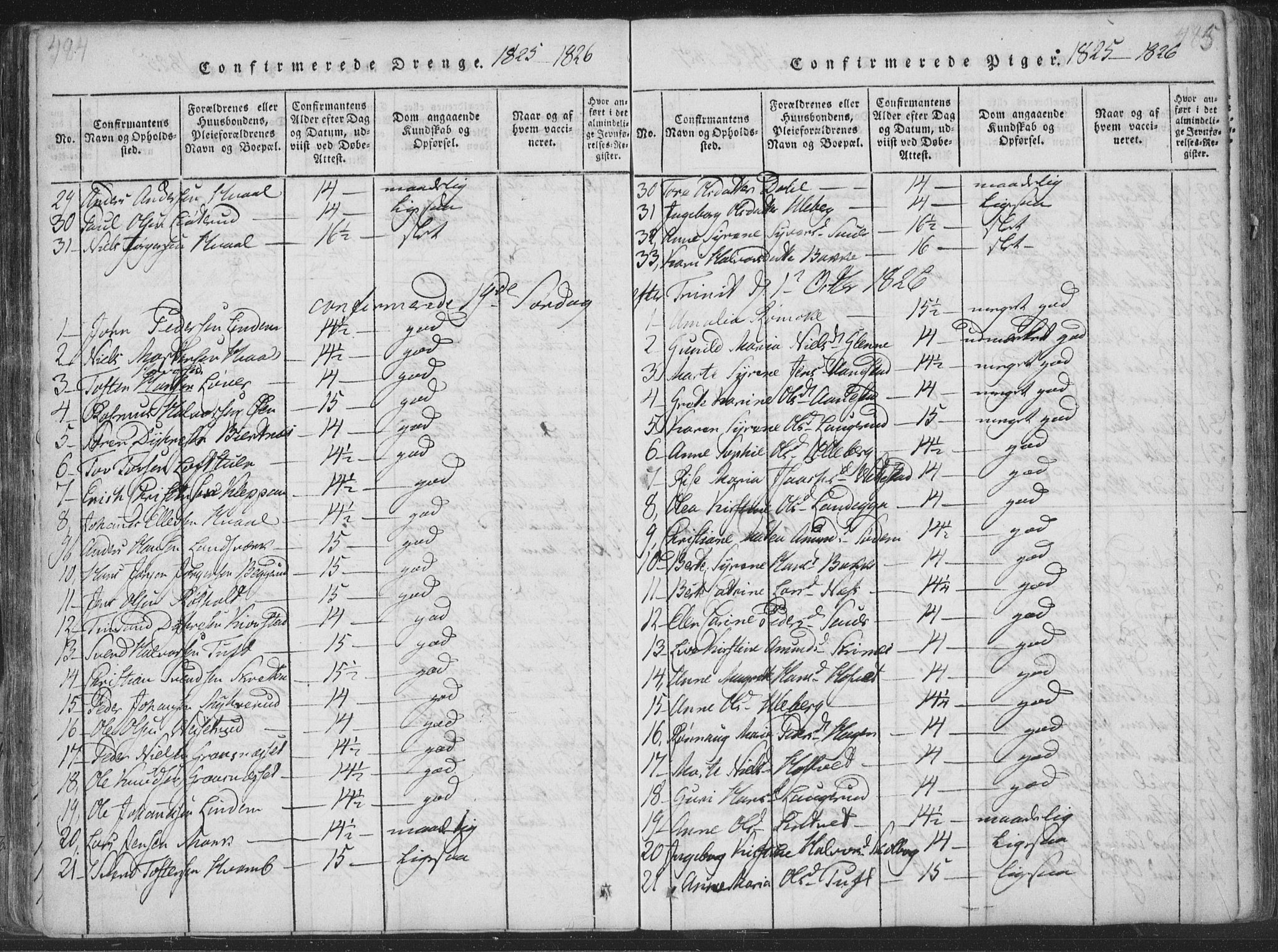 Sandsvær kirkebøker, SAKO/A-244/F/Fa/L0004: Parish register (official) no. I 4, 1817-1839, p. 484-485
