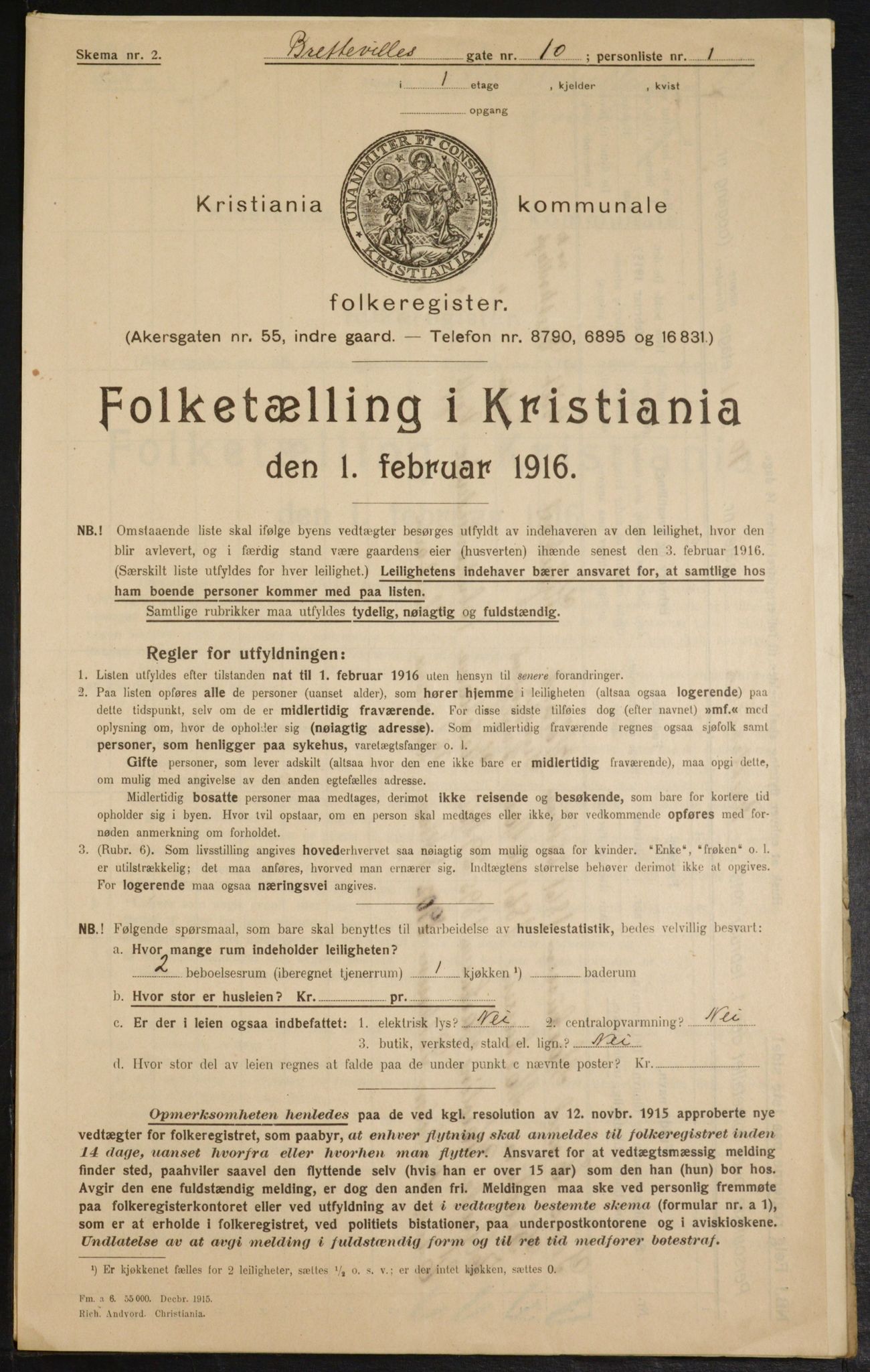 OBA, Municipal Census 1916 for Kristiania, 1916, p. 8868