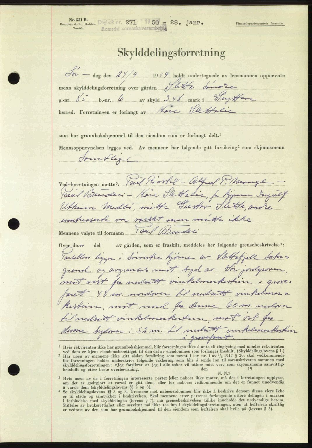 Romsdal sorenskriveri, AV/SAT-A-4149/1/2/2C: Mortgage book no. A32, 1950-1950, Diary no: : 271/1950