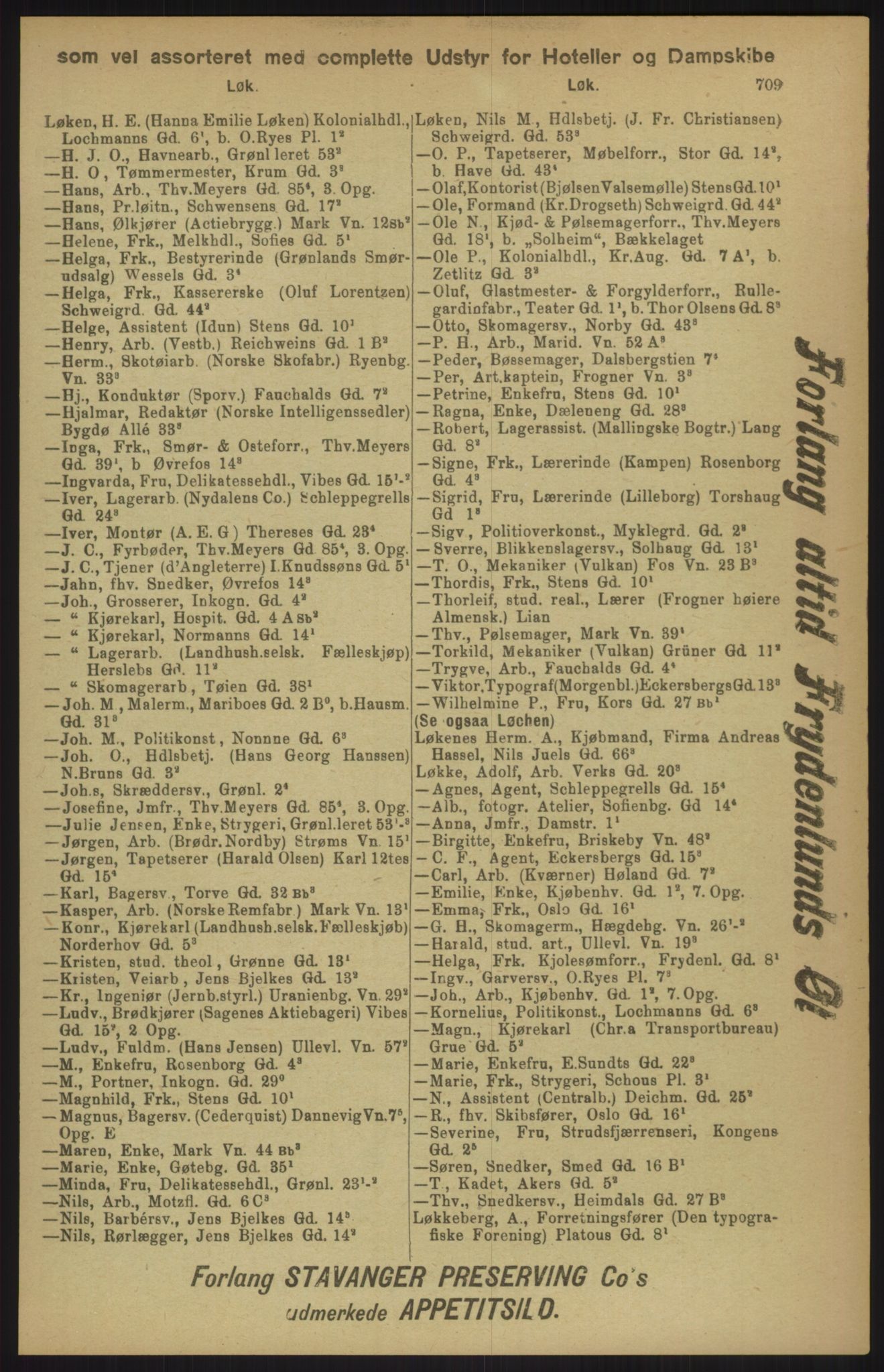 Kristiania/Oslo adressebok, PUBL/-, 1911, p. 709