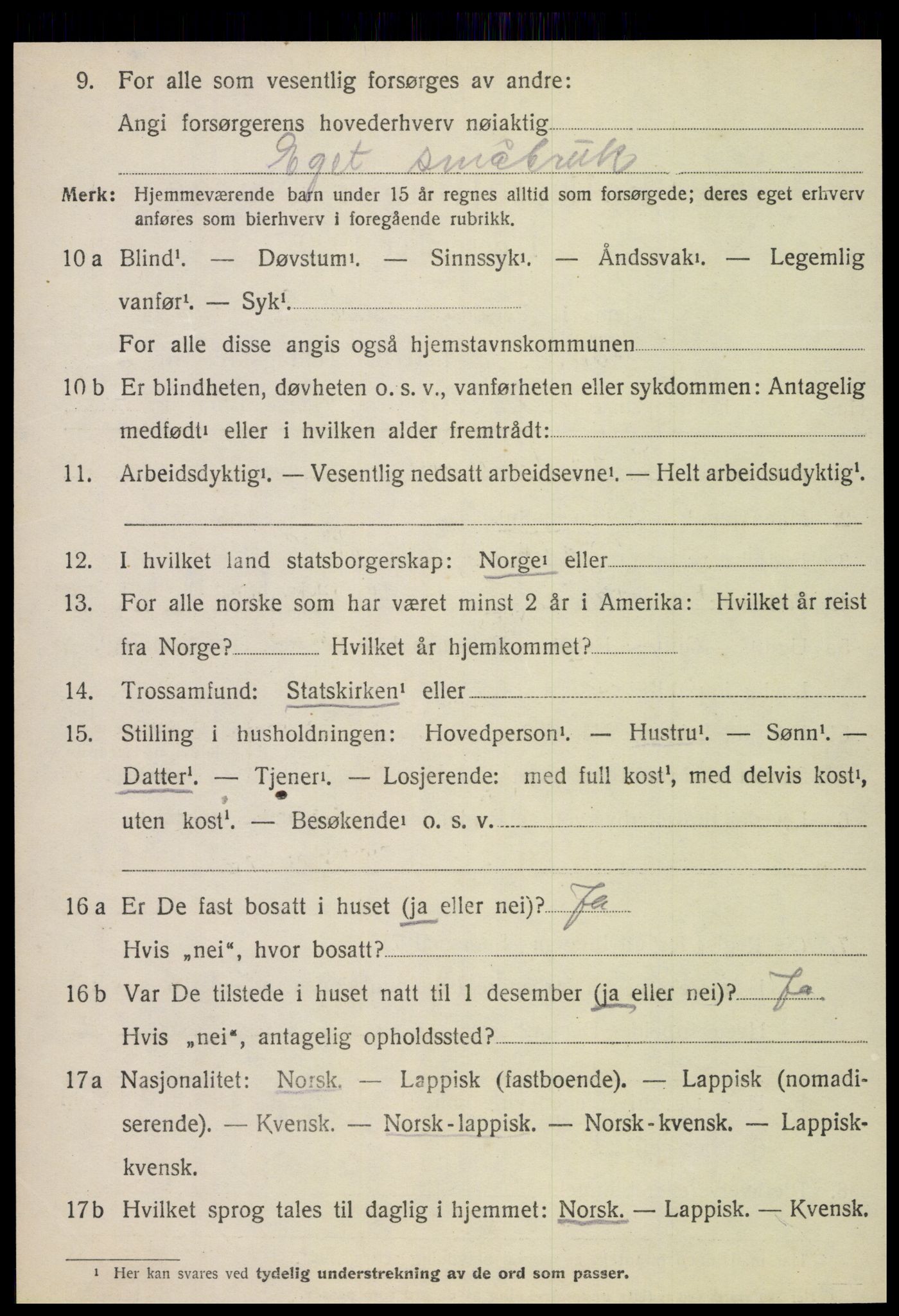 SAT, 1920 census for Fauske, 1920, p. 8191