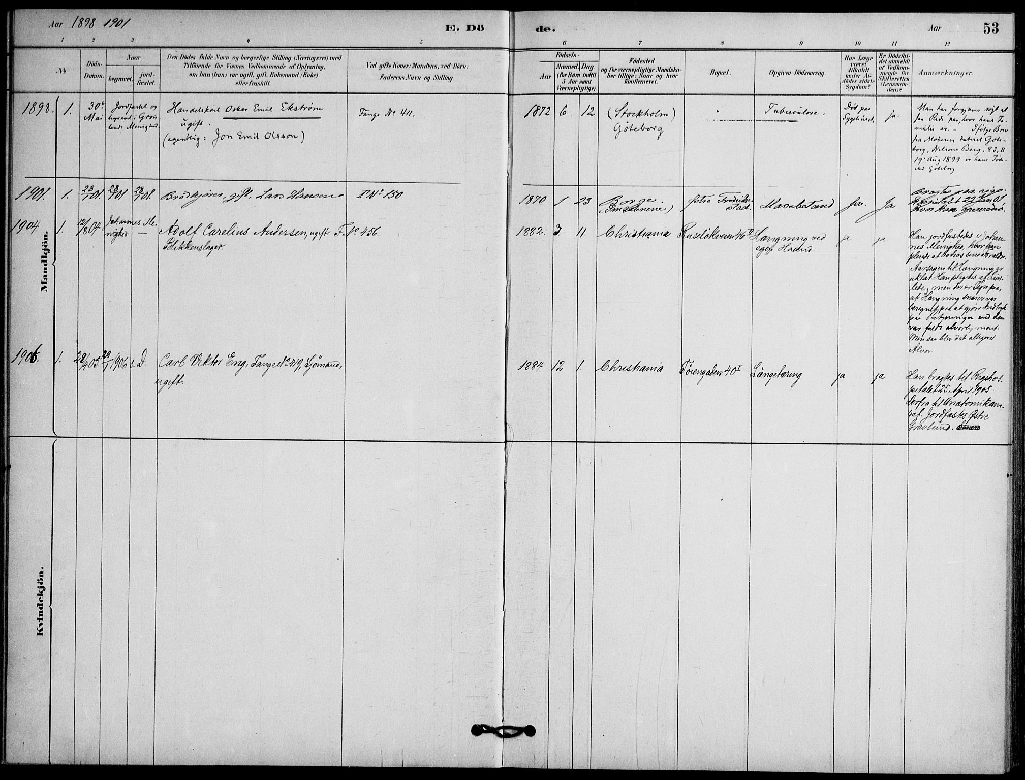 Botsfengslet prestekontor kirkebøker, AV/SAO-A-11688a: Parish register (official) no. 2, 1881-1914, p. 53