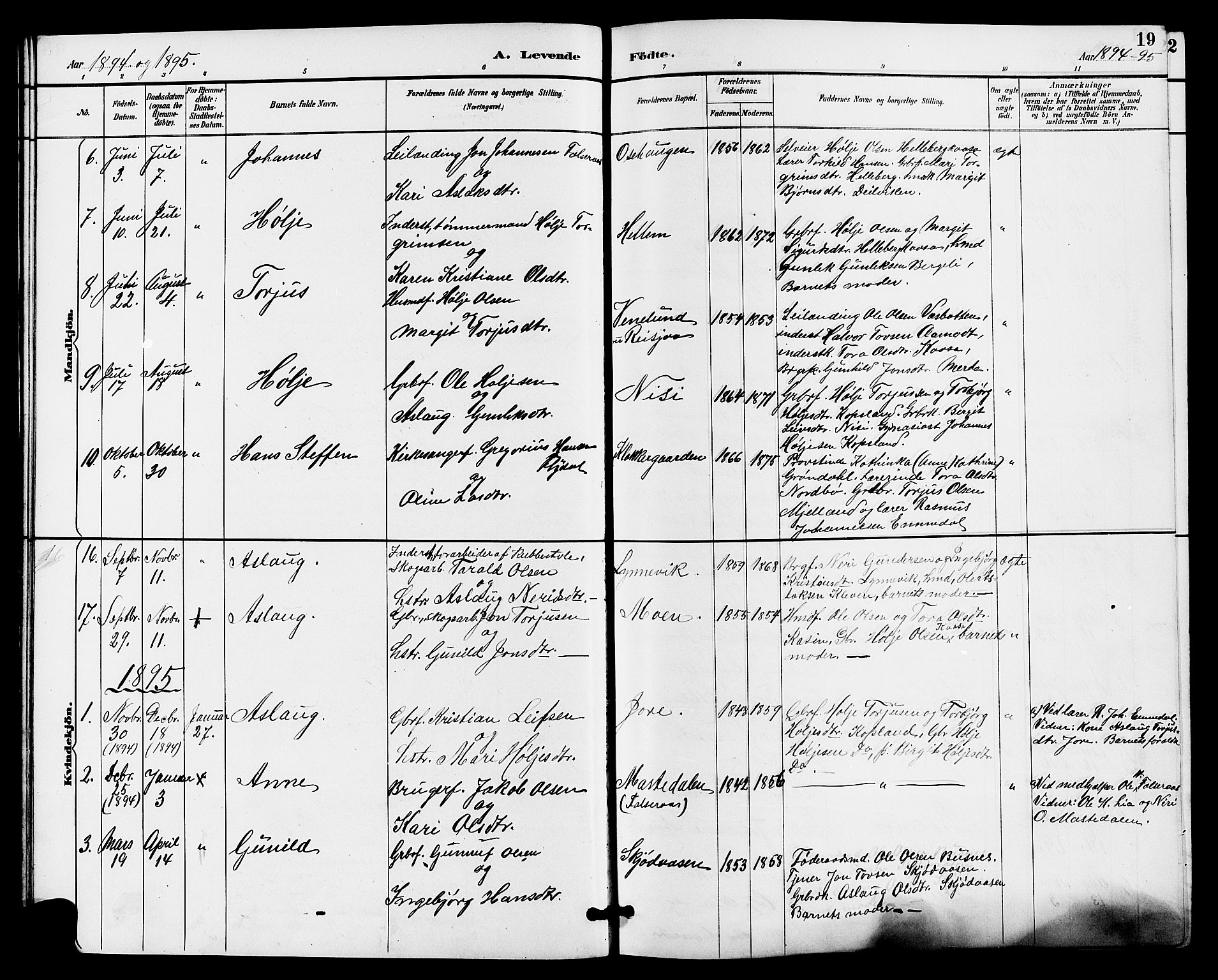 Gransherad kirkebøker, SAKO/A-267/G/Ga/L0003: Parish register (copy) no. I 3, 1887-1915, p. 19