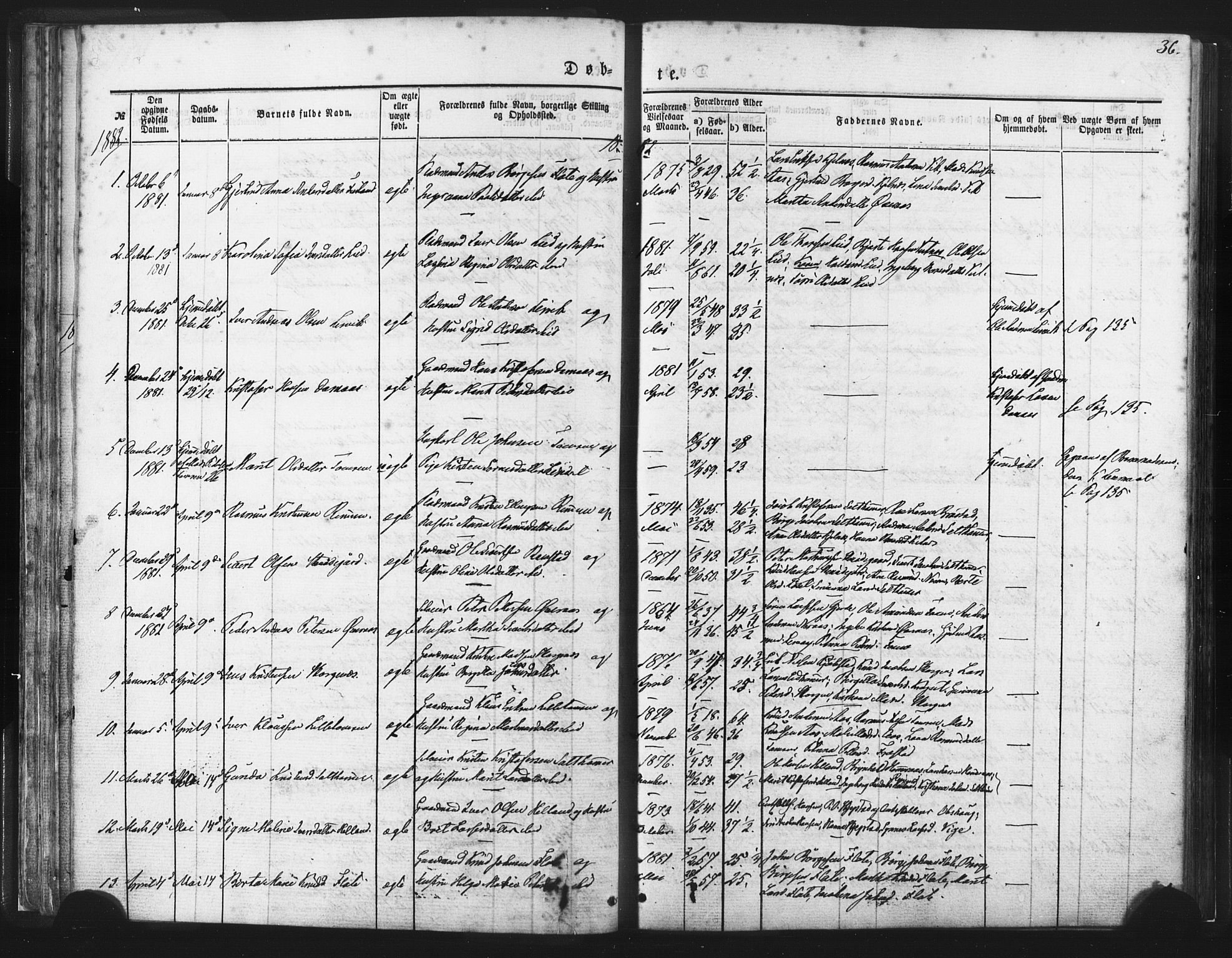 Ministerialprotokoller, klokkerbøker og fødselsregistre - Møre og Romsdal, AV/SAT-A-1454/539/L0530: Parish register (official) no. 539A03, 1872-1886, p. 36