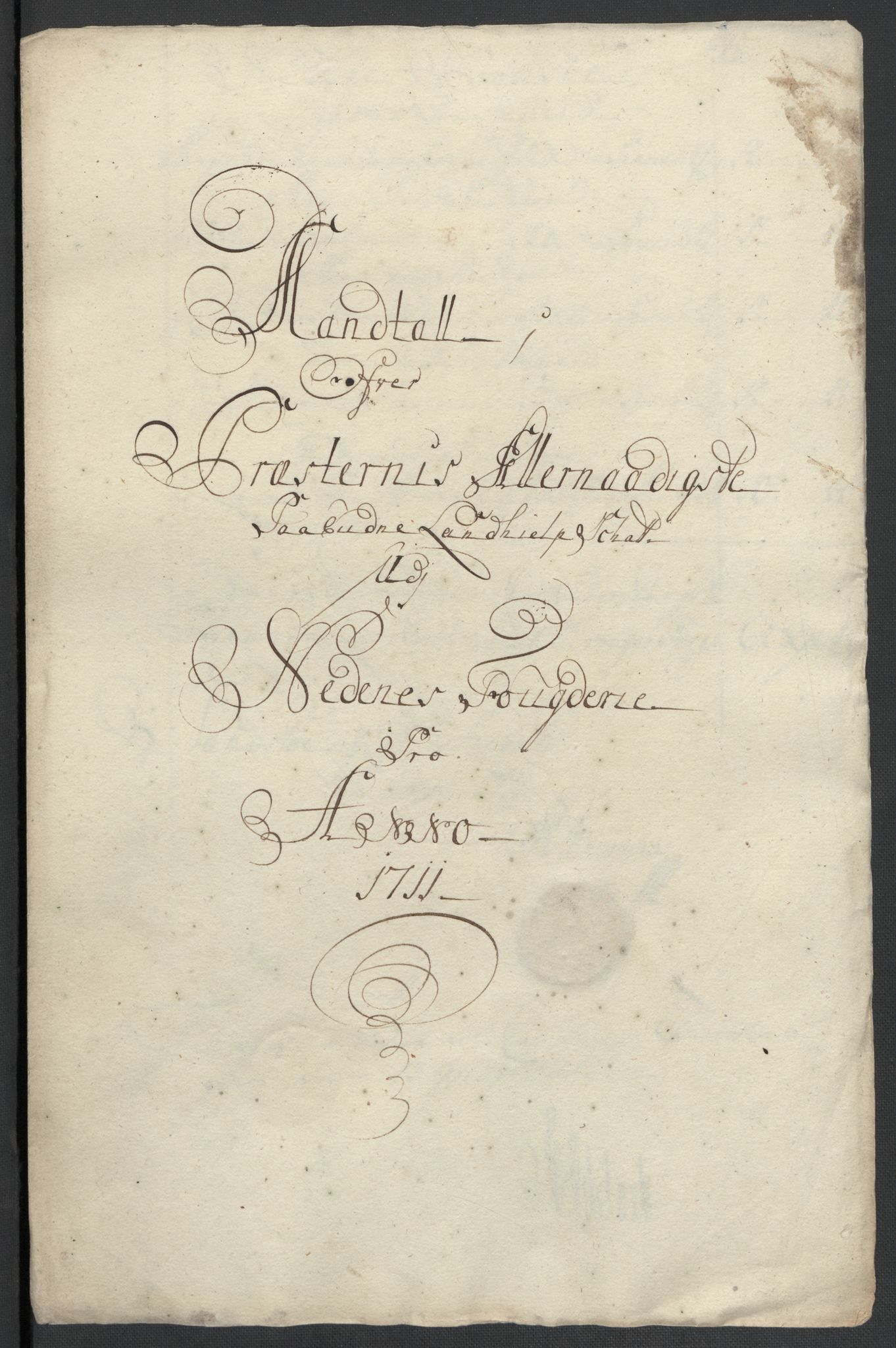 Rentekammeret inntil 1814, Reviderte regnskaper, Fogderegnskap, AV/RA-EA-4092/R39/L2319: Fogderegnskap Nedenes, 1710-1711, p. 217