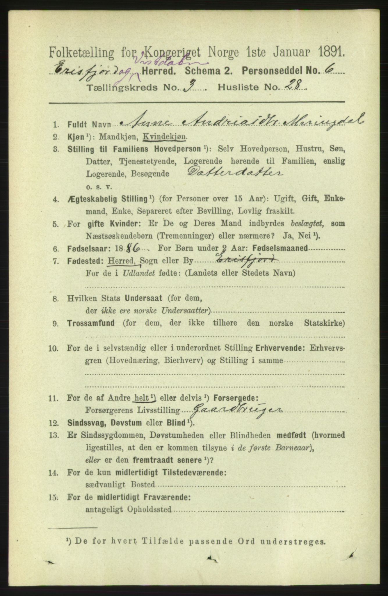 RA, 1891 census for 1542 Eresfjord og Vistdal, 1891, p. 772