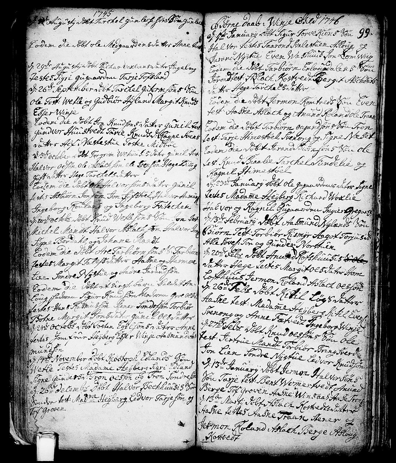 Vinje kirkebøker, SAKO/A-312/F/Fa/L0001: Parish register (official) no. I 1, 1717-1766, p. 99