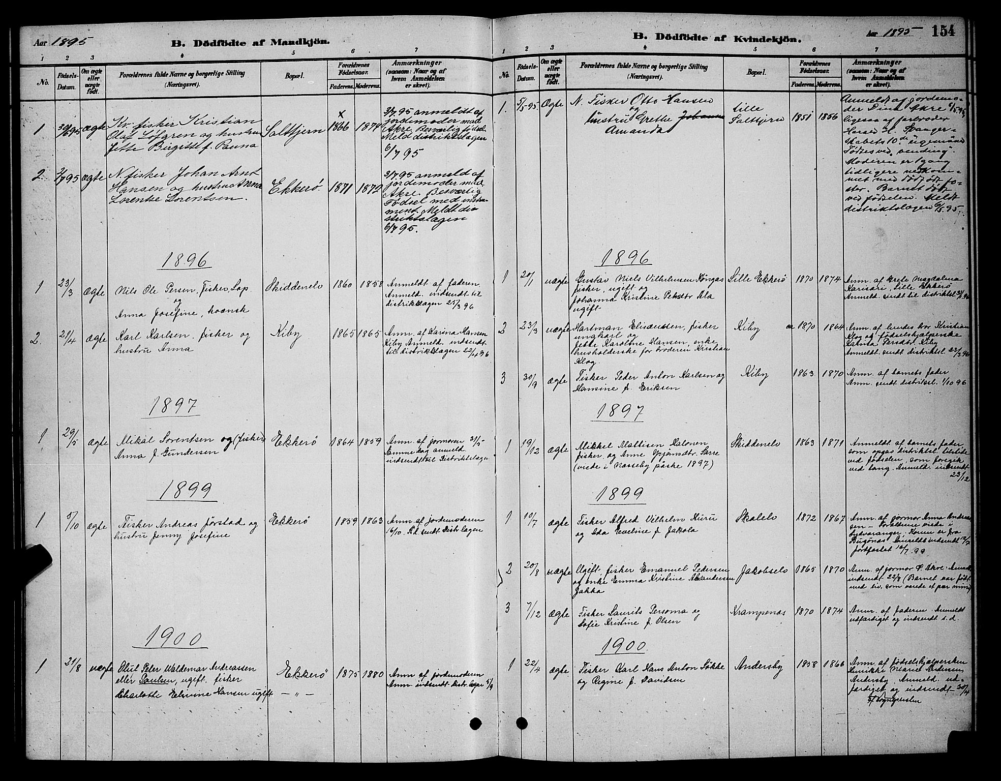 Vadsø sokneprestkontor, SATØ/S-1325/H/Hb/L0003klokker: Parish register (copy) no. 3, 1881-1901, p. 154