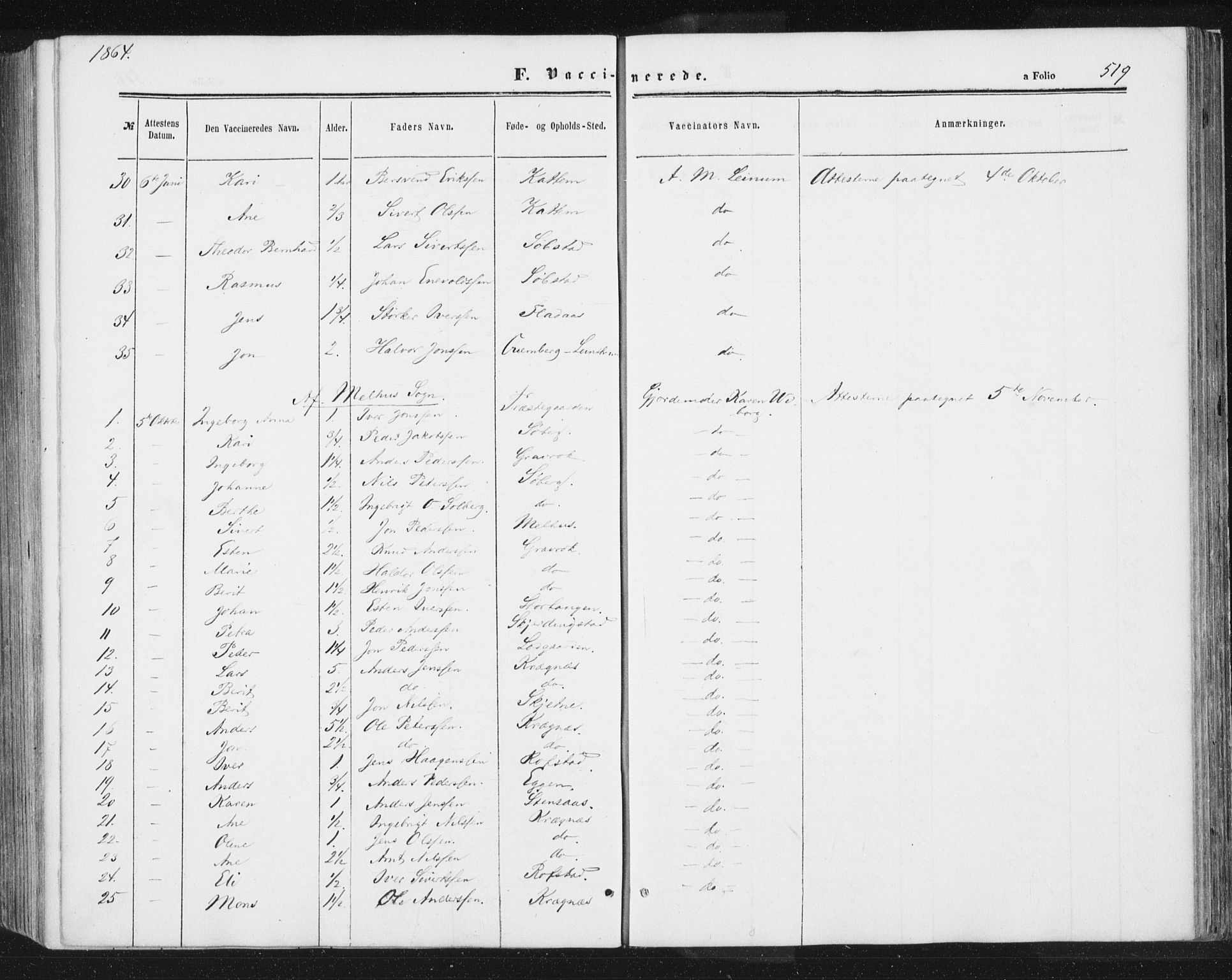 Ministerialprotokoller, klokkerbøker og fødselsregistre - Sør-Trøndelag, AV/SAT-A-1456/691/L1077: Parish register (official) no. 691A09, 1862-1873, p. 519