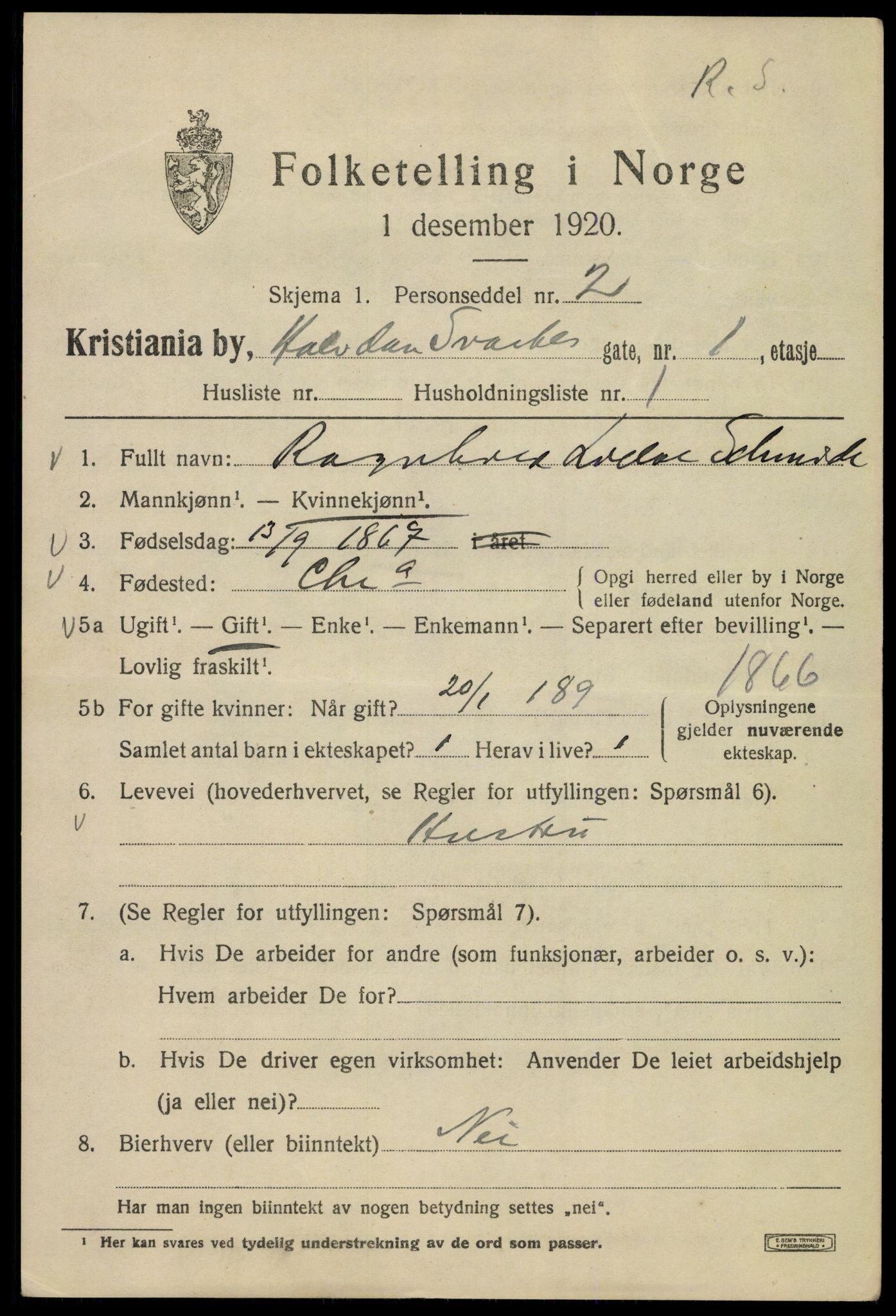 SAO, 1920 census for Kristiania, 1920, p. 267647