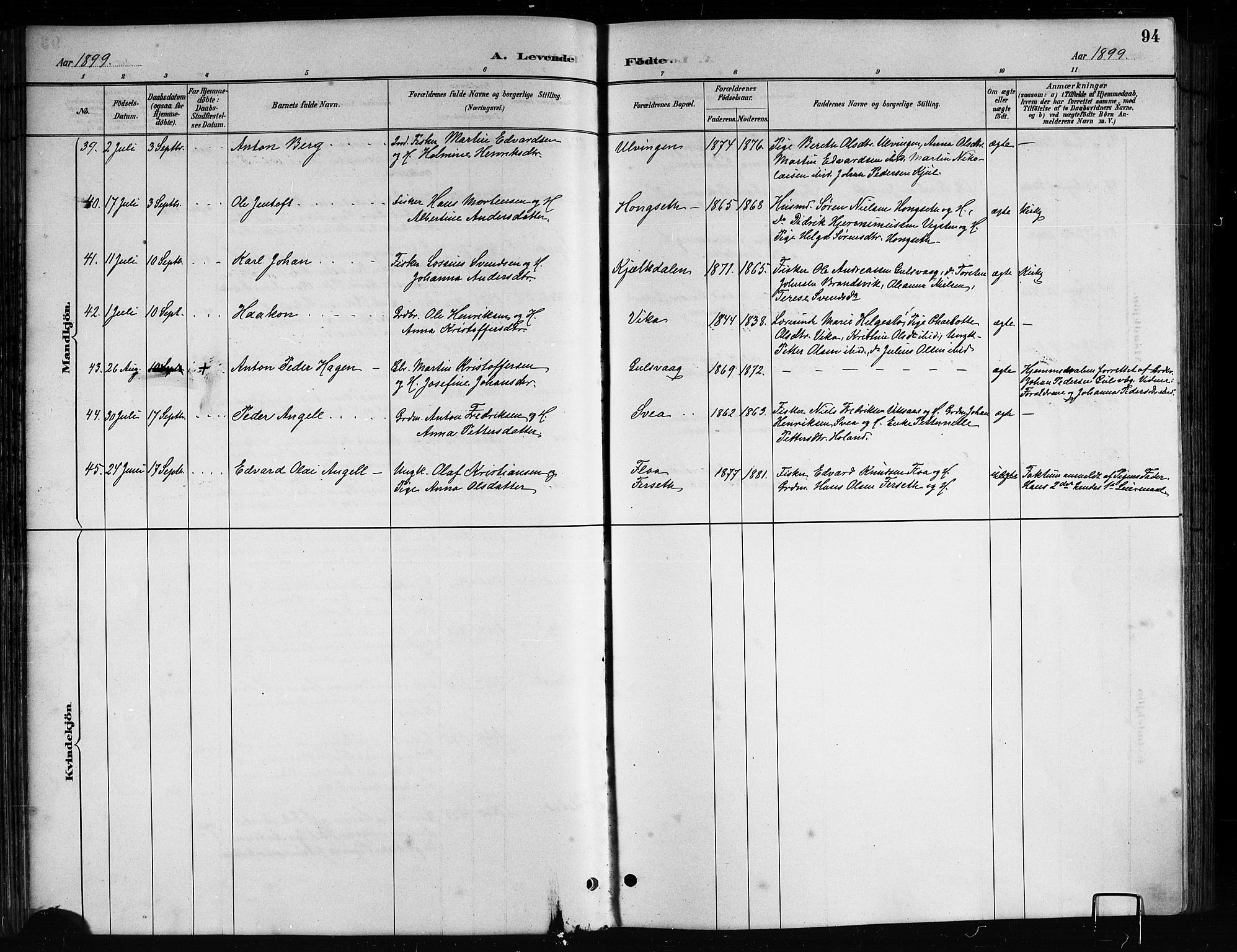 Ministerialprotokoller, klokkerbøker og fødselsregistre - Nordland, AV/SAT-A-1459/816/L0253: Parish register (copy) no. 816C03, 1886-1905, p. 94