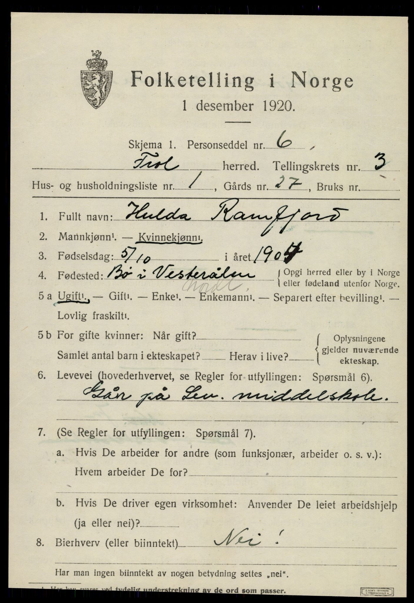 SAT, 1920 census for Frol, 1920, p. 3003