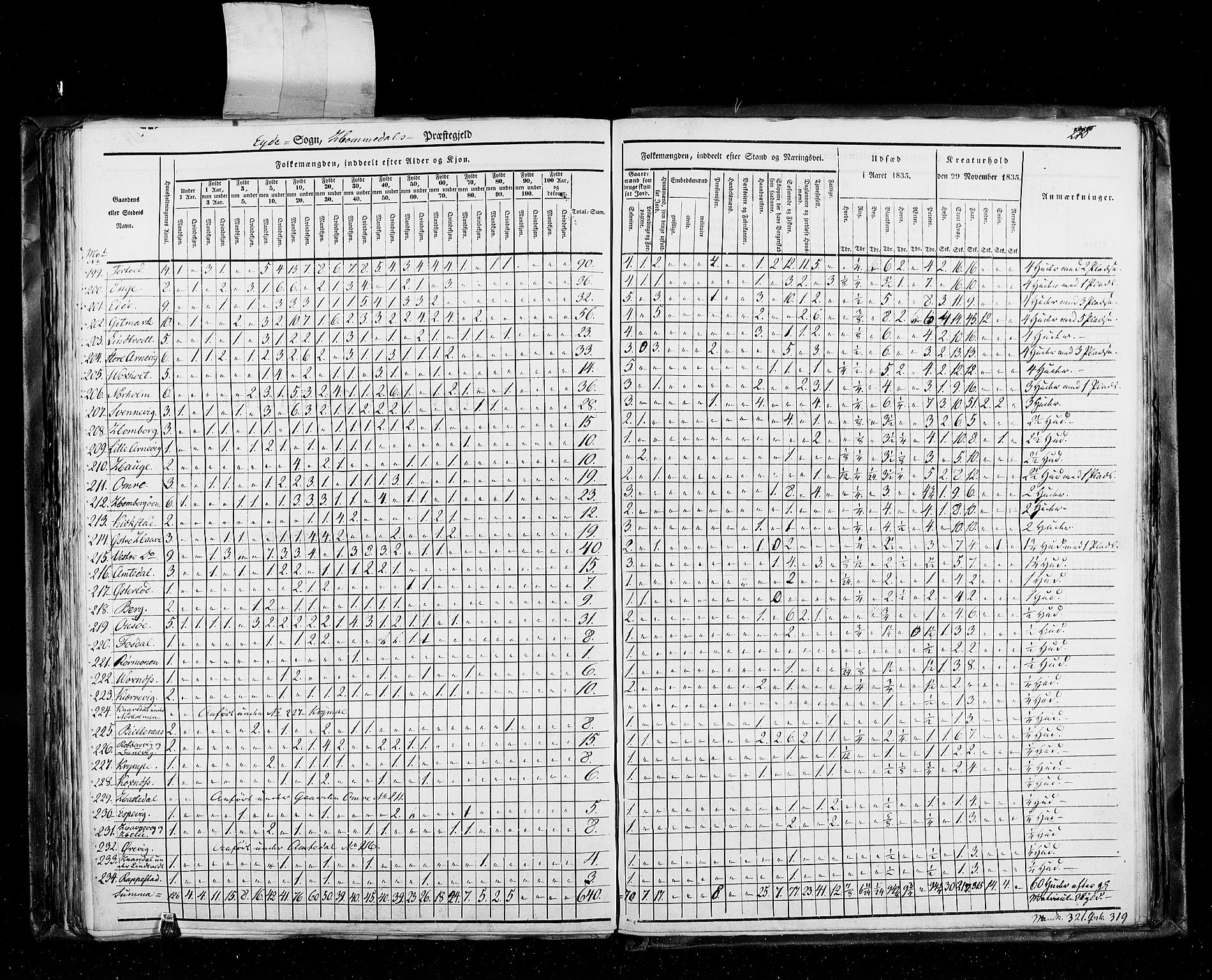 RA, Census 1835, vol. 5: Bratsberg amt og Nedenes og Råbyggelaget amt, 1835, p. 215