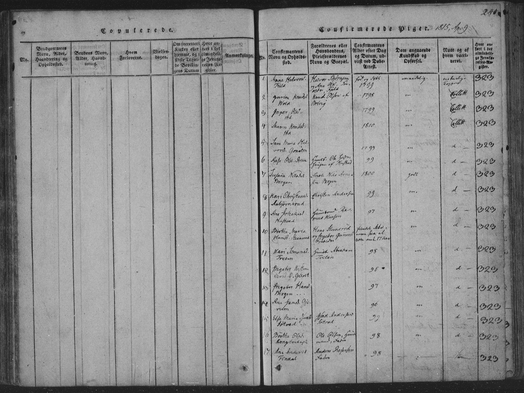 Solum kirkebøker, SAKO/A-306/F/Fa/L0004: Parish register (official) no. I 4, 1814-1833, p. 240