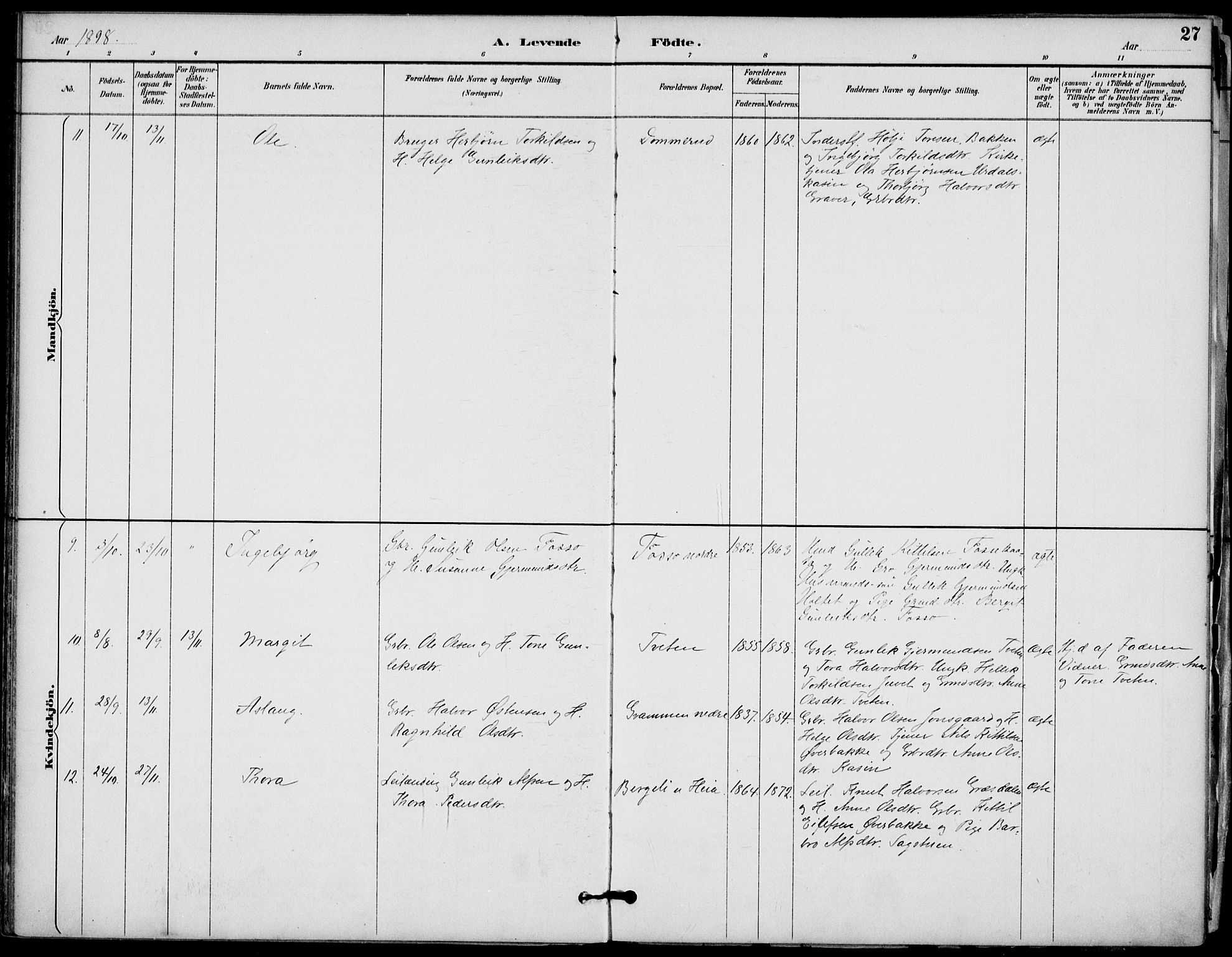 Gransherad kirkebøker, AV/SAKO-A-267/F/Fb/L0005: Parish register (official) no. II 5, 1887-1916, p. 27