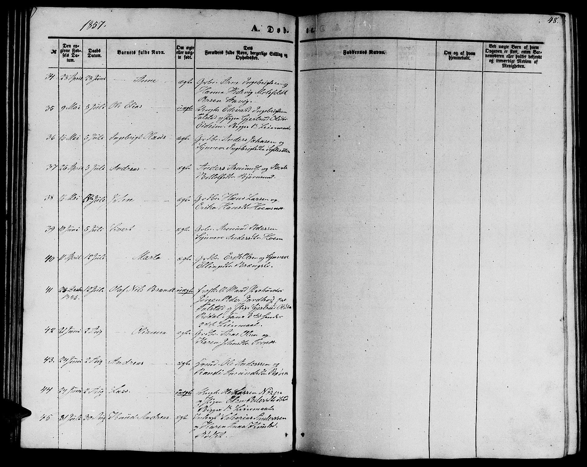 Ministerialprotokoller, klokkerbøker og fødselsregistre - Møre og Romsdal, AV/SAT-A-1454/565/L0753: Parish register (copy) no. 565C02, 1845-1870, p. 48