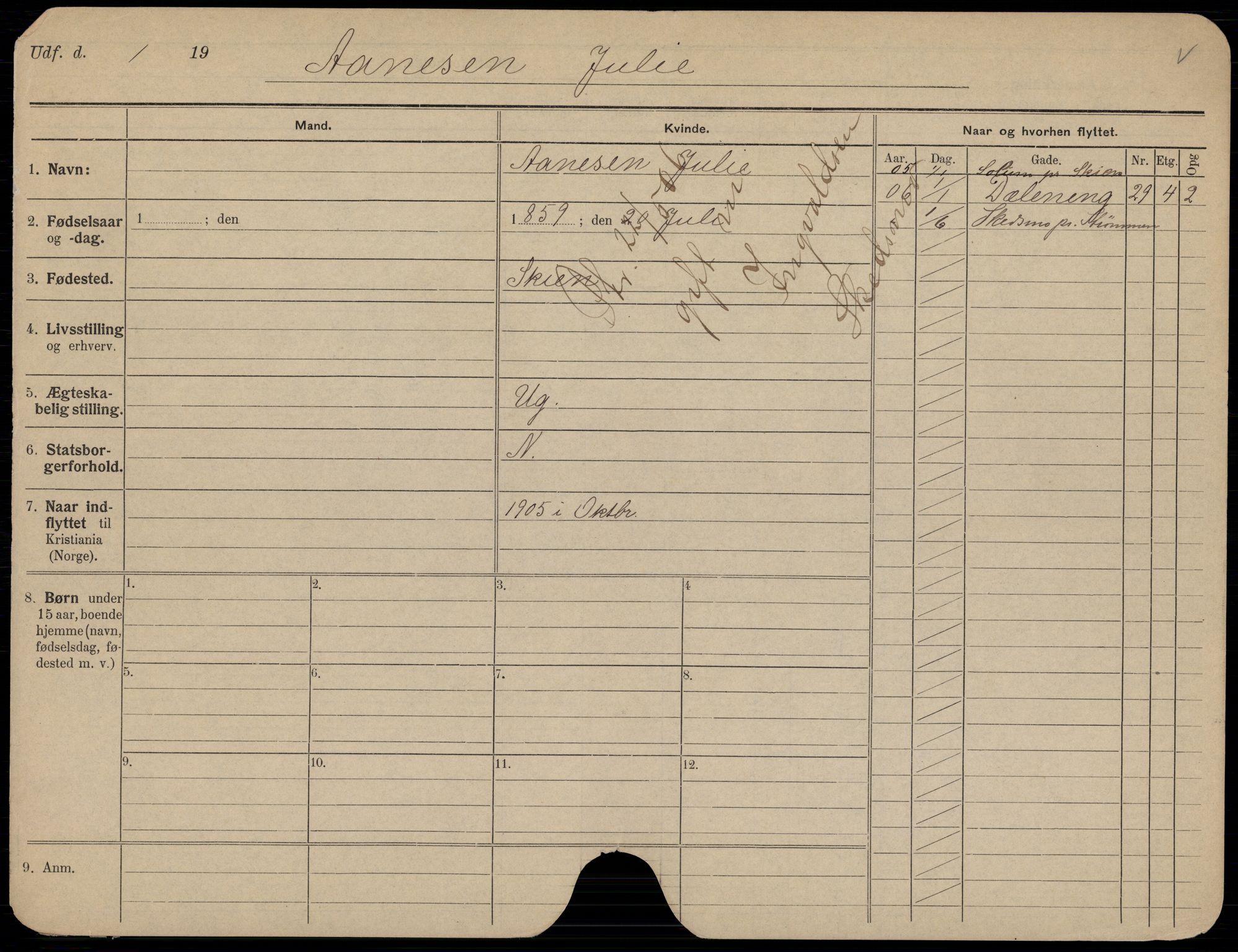 Oslo folkeregister, Registerkort, AV/SAO-A-11715/K/Kb/L0001: A - J, 1906