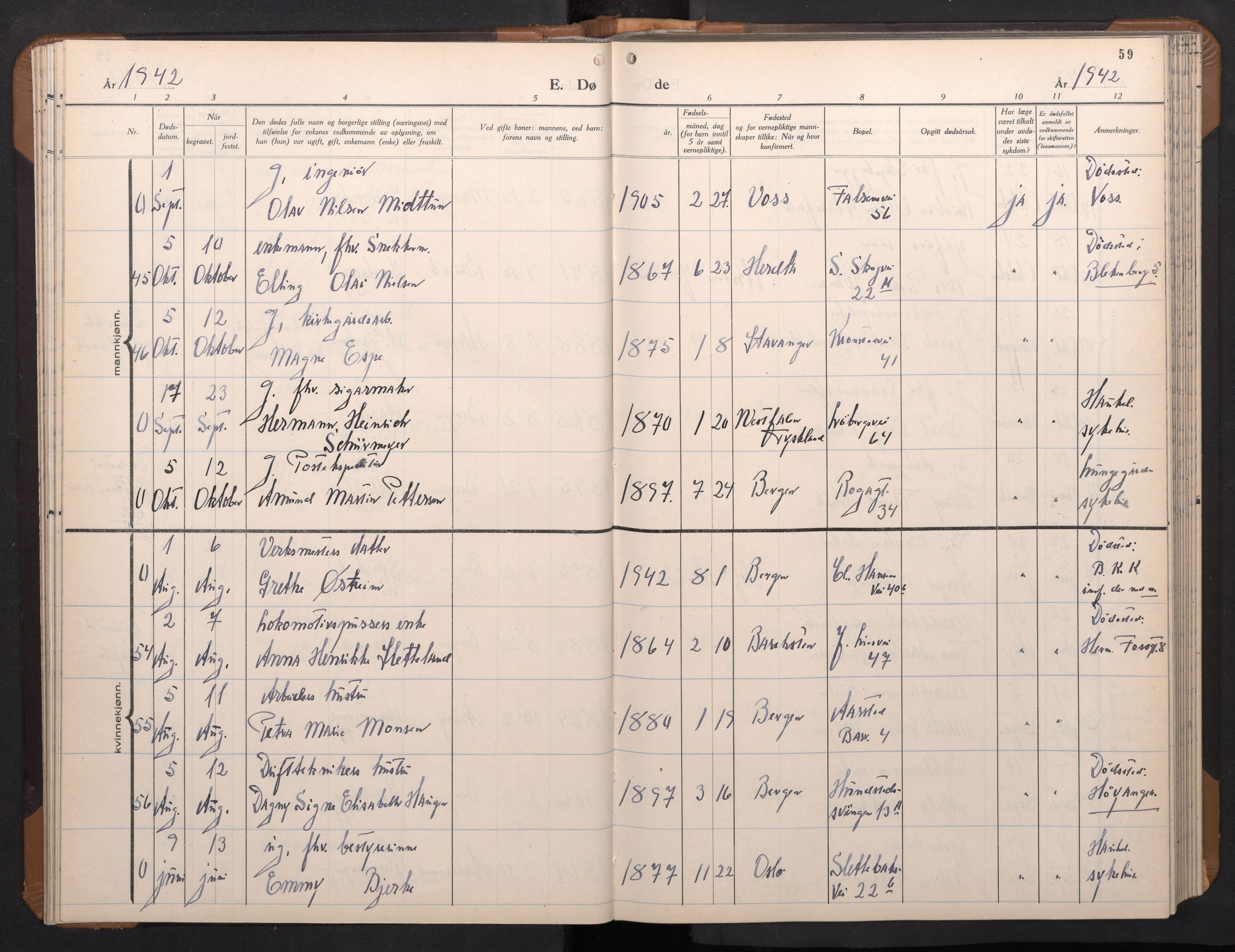 Årstad Sokneprestembete, AV/SAB-A-79301/H/Hab/L0026: Parish register (copy) no. D 3, 1940-1950, p. 58b-59a