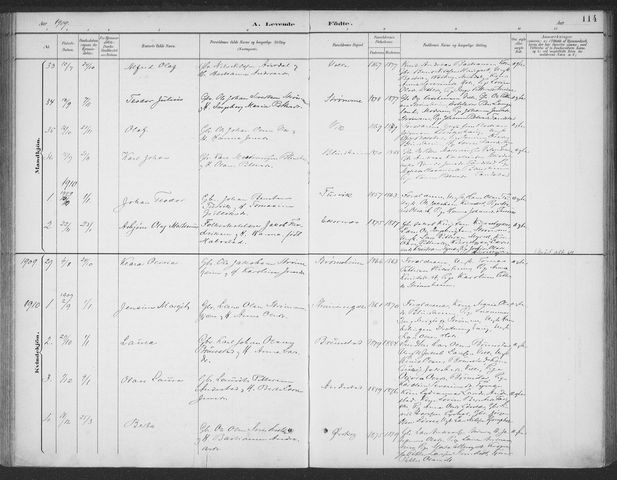 Ministerialprotokoller, klokkerbøker og fødselsregistre - Møre og Romsdal, SAT/A-1454/523/L0335: Parish register (official) no. 523A02, 1891-1911, p. 114