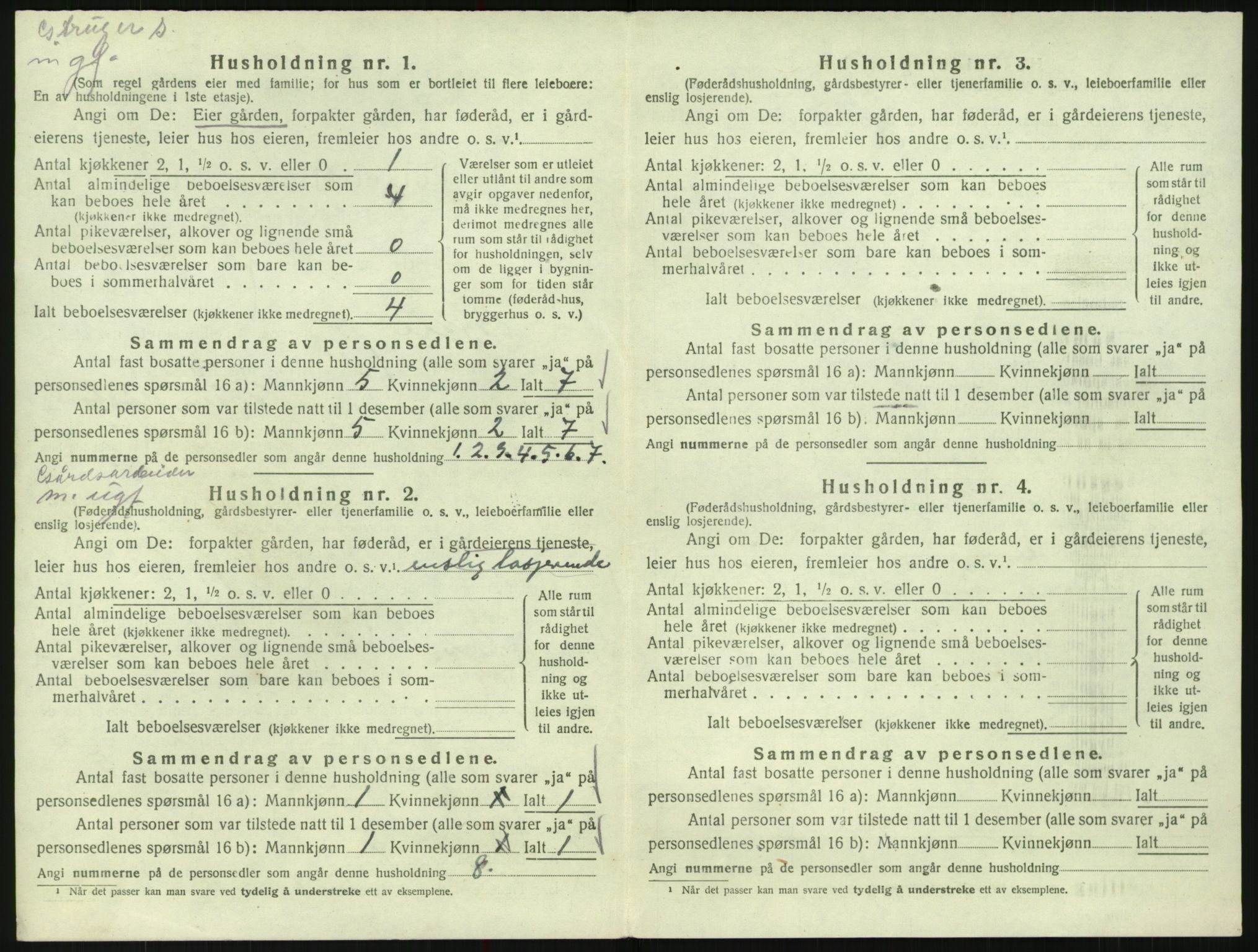 SAK, 1920 census for Bykle, 1920, p. 212