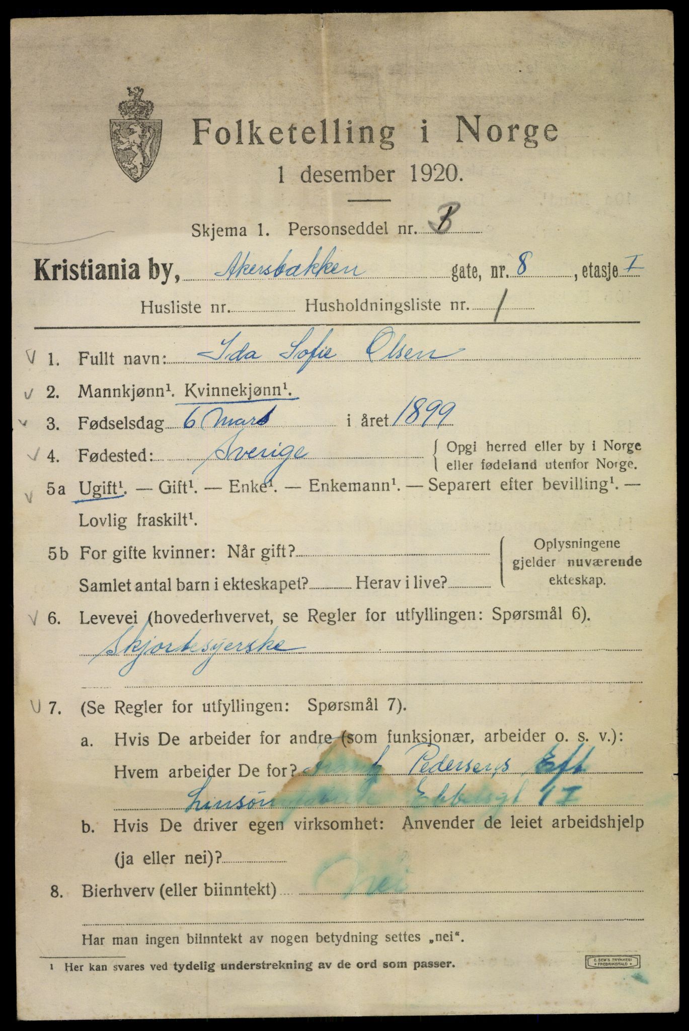 SAO, 1920 census for Kristiania, 1920, p. 137027