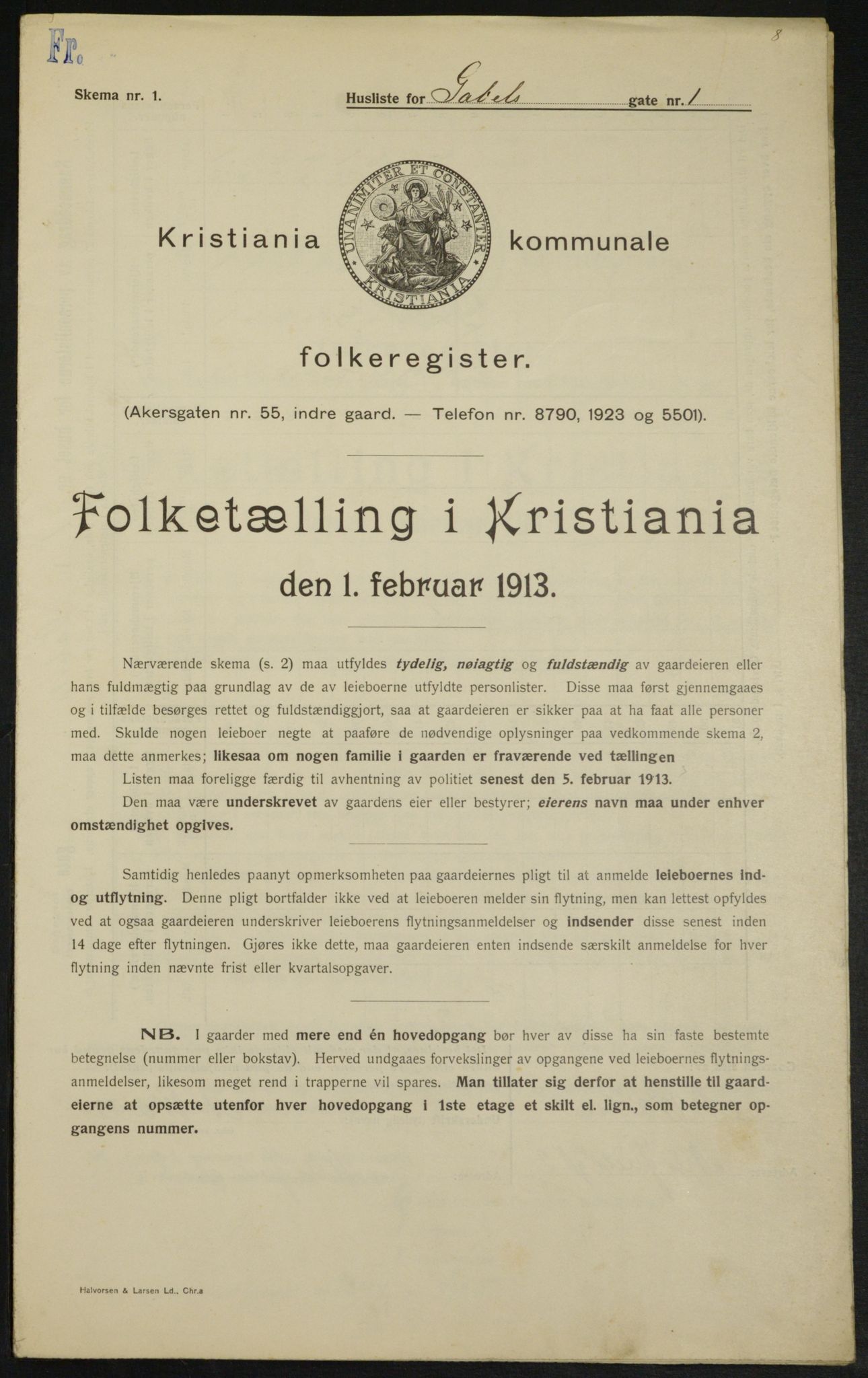 OBA, Municipal Census 1913 for Kristiania, 1913, p. 28605