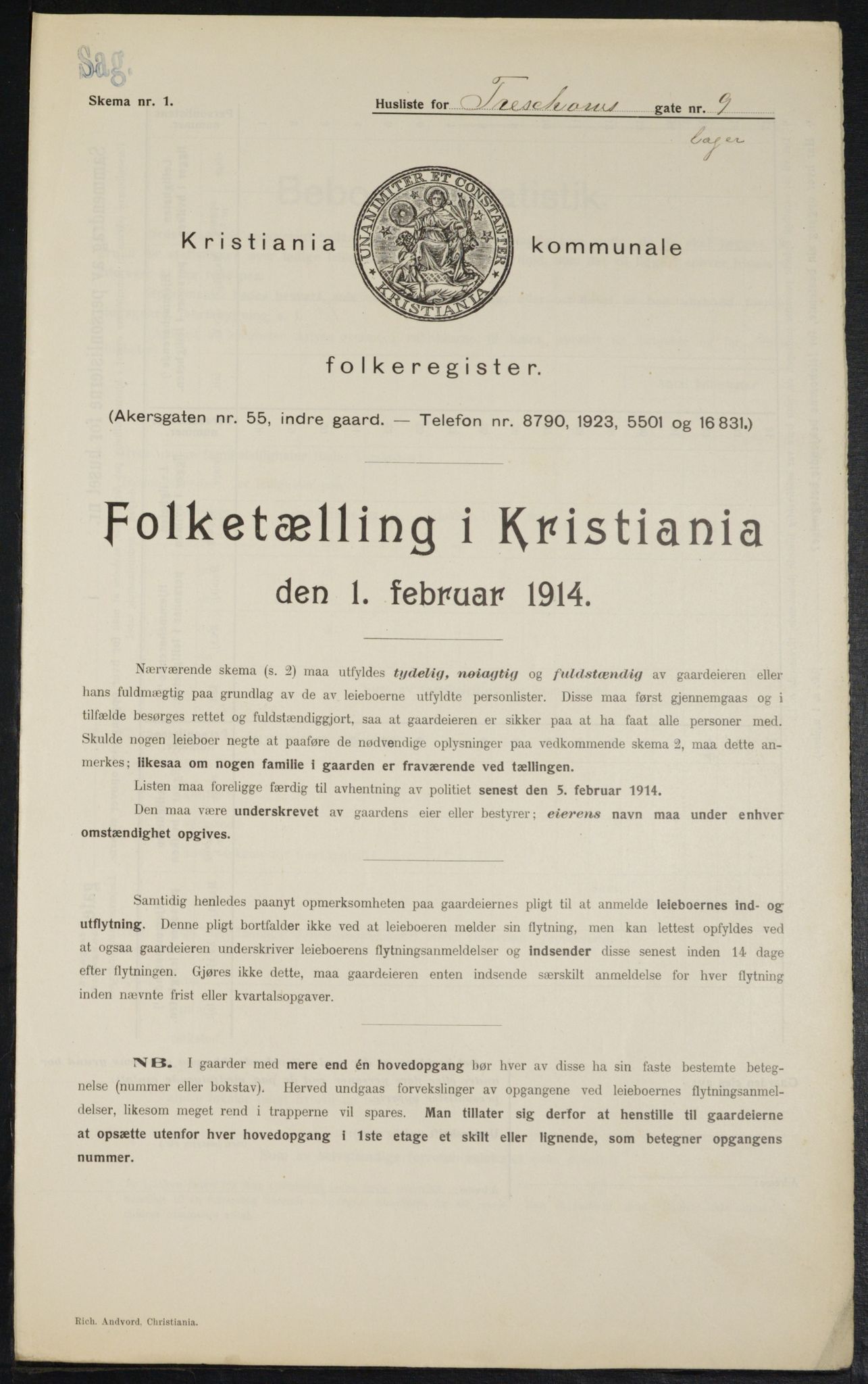 OBA, Municipal Census 1914 for Kristiania, 1914, p. 116413