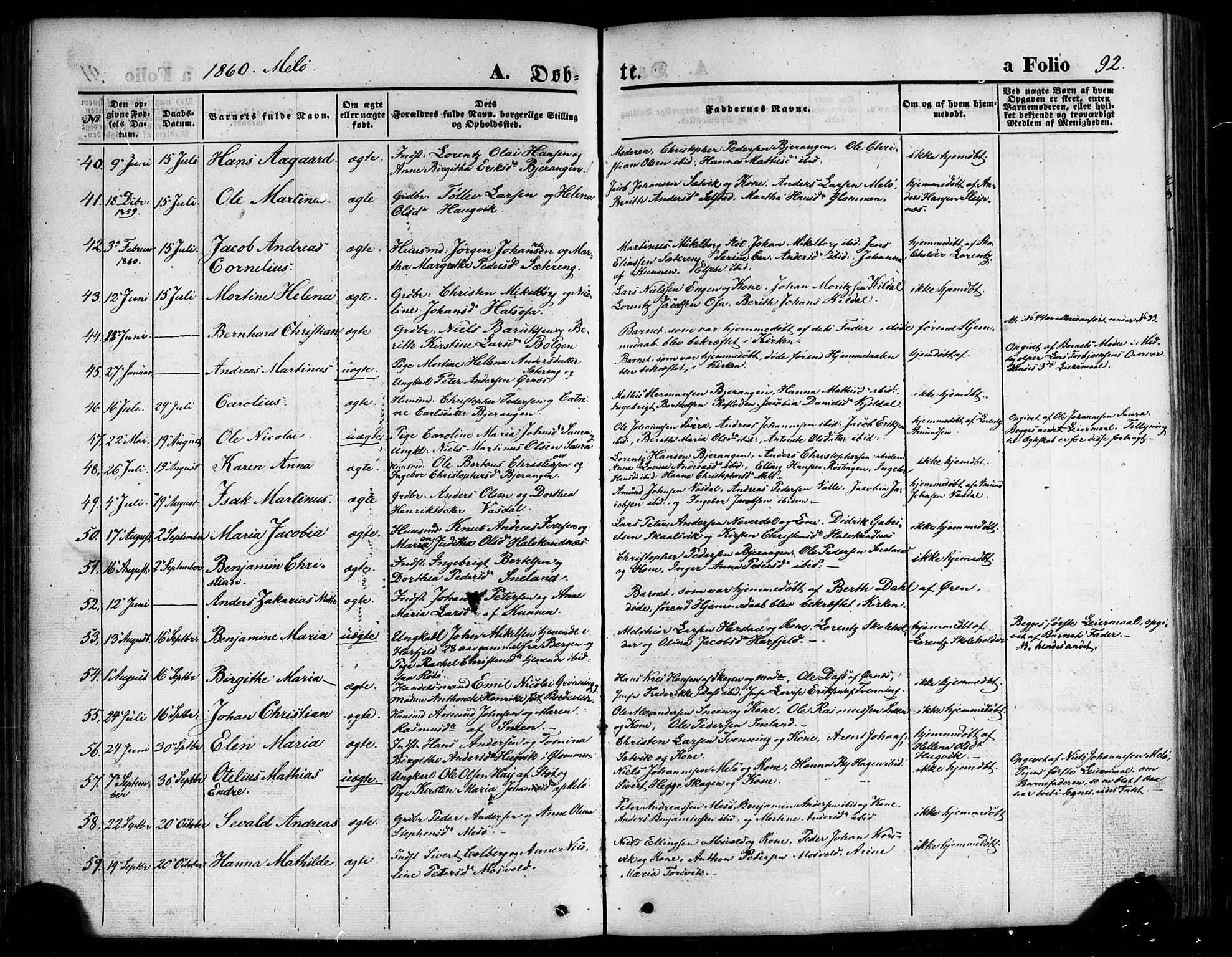 Ministerialprotokoller, klokkerbøker og fødselsregistre - Nordland, AV/SAT-A-1459/841/L0606: Parish register (official) no. 841A10, 1860-1877, p. 92