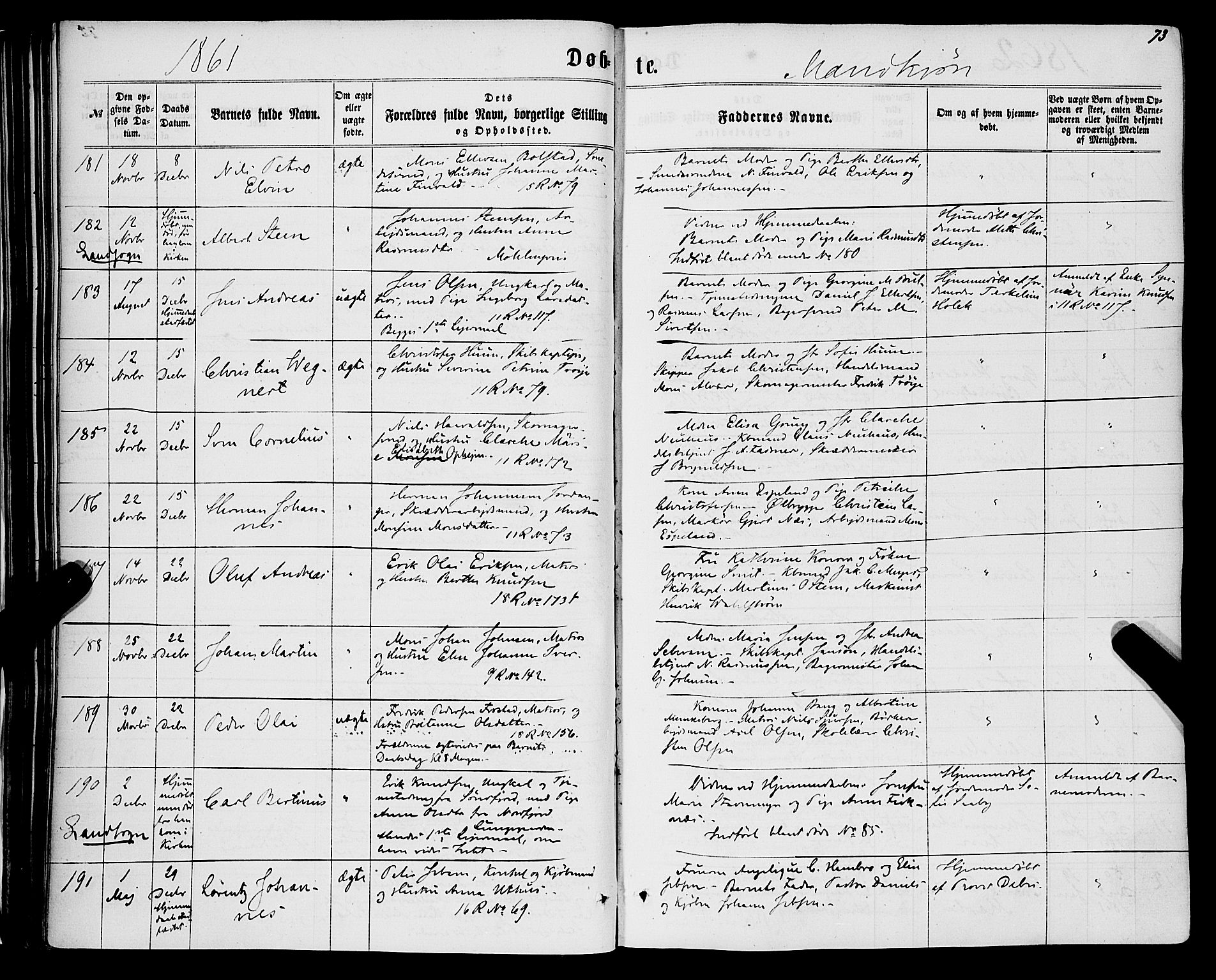 Domkirken sokneprestembete, AV/SAB-A-74801/H/Haa/L0021: Parish register (official) no. B 4, 1859-1871, p. 73