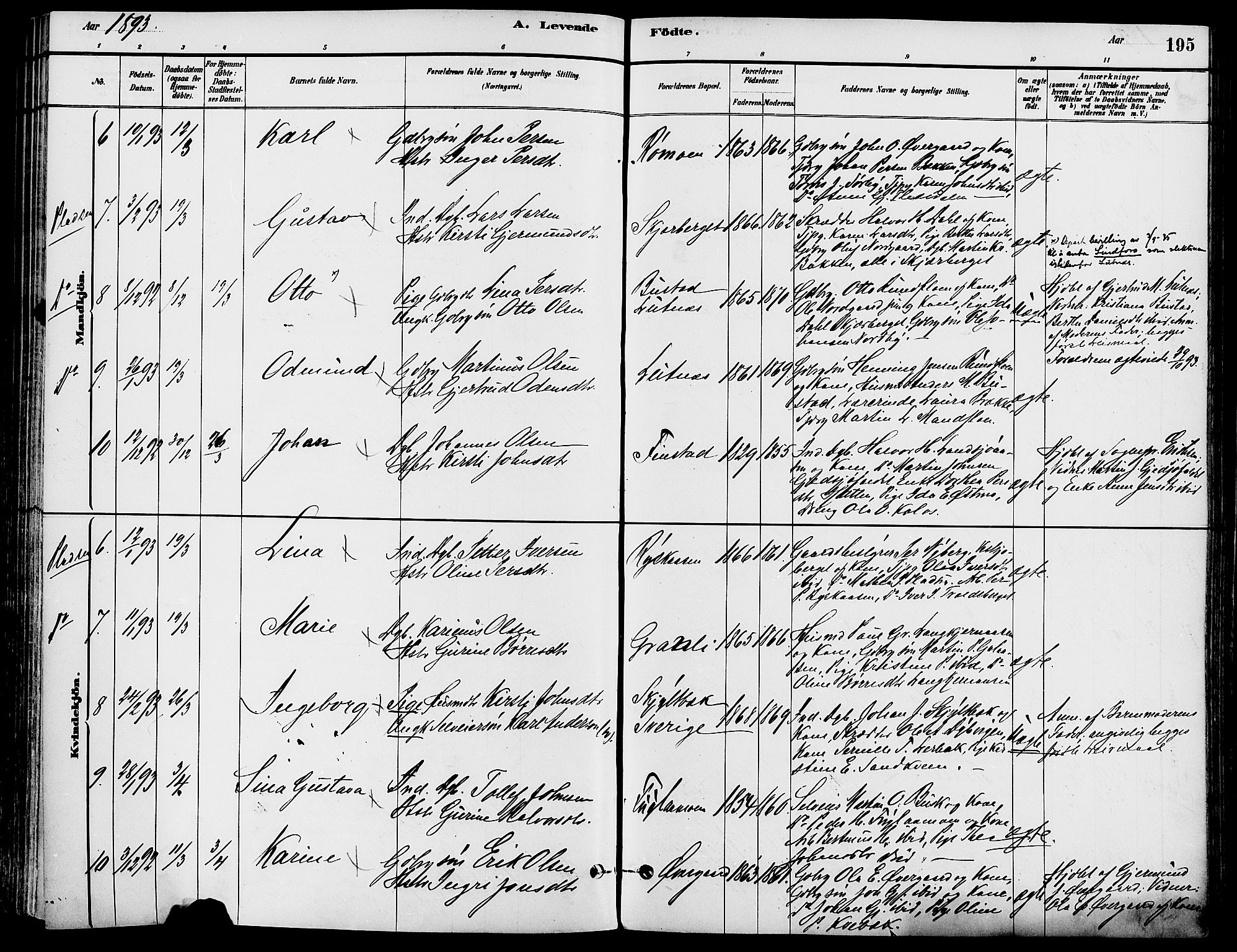 Trysil prestekontor, SAH/PREST-046/H/Ha/Haa/L0008: Parish register (official) no. 8, 1881-1897, p. 195