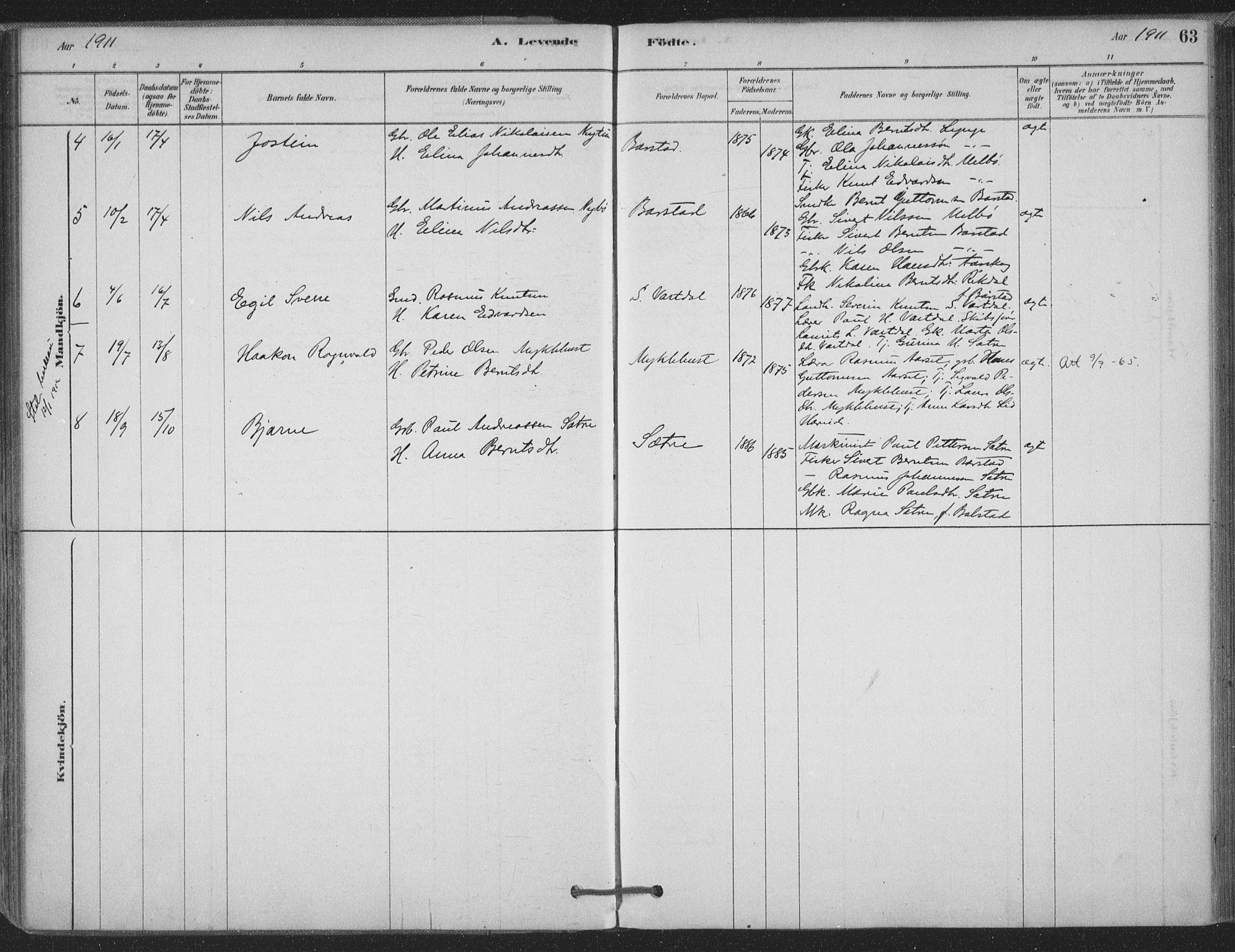 Ministerialprotokoller, klokkerbøker og fødselsregistre - Møre og Romsdal, AV/SAT-A-1454/514/L0199: Parish register (official) no. 514A01, 1878-1912, p. 63