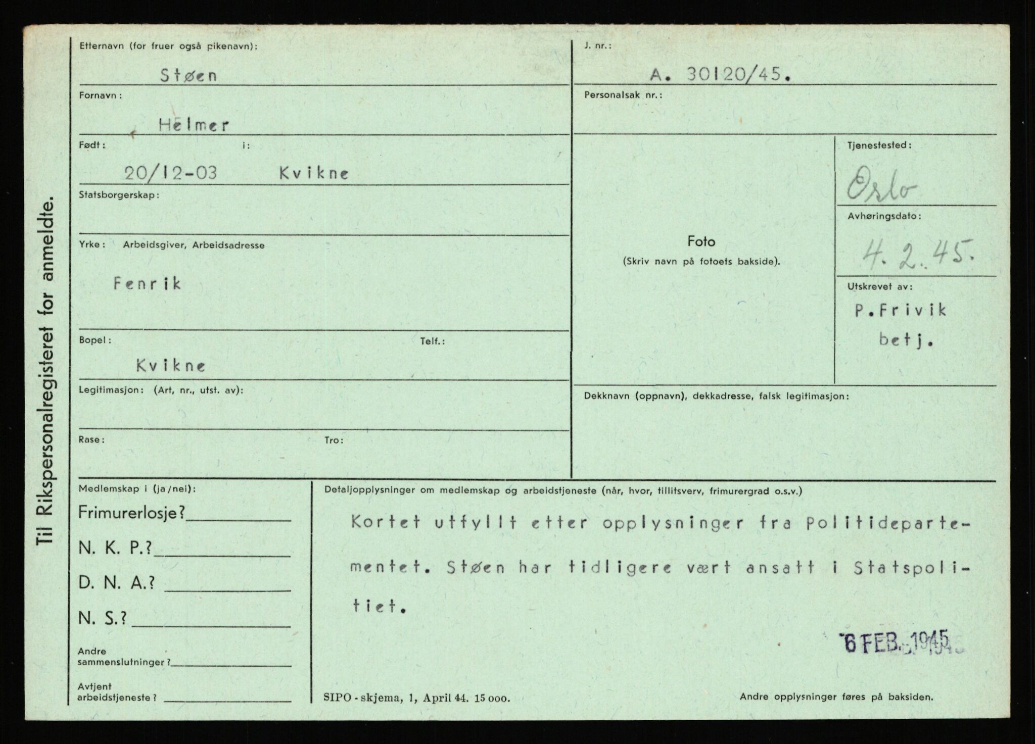 Statspolitiet - Hovedkontoret / Osloavdelingen, AV/RA-S-1329/C/Ca/L0014: Seterlien - Svartås, 1943-1945, p. 4569