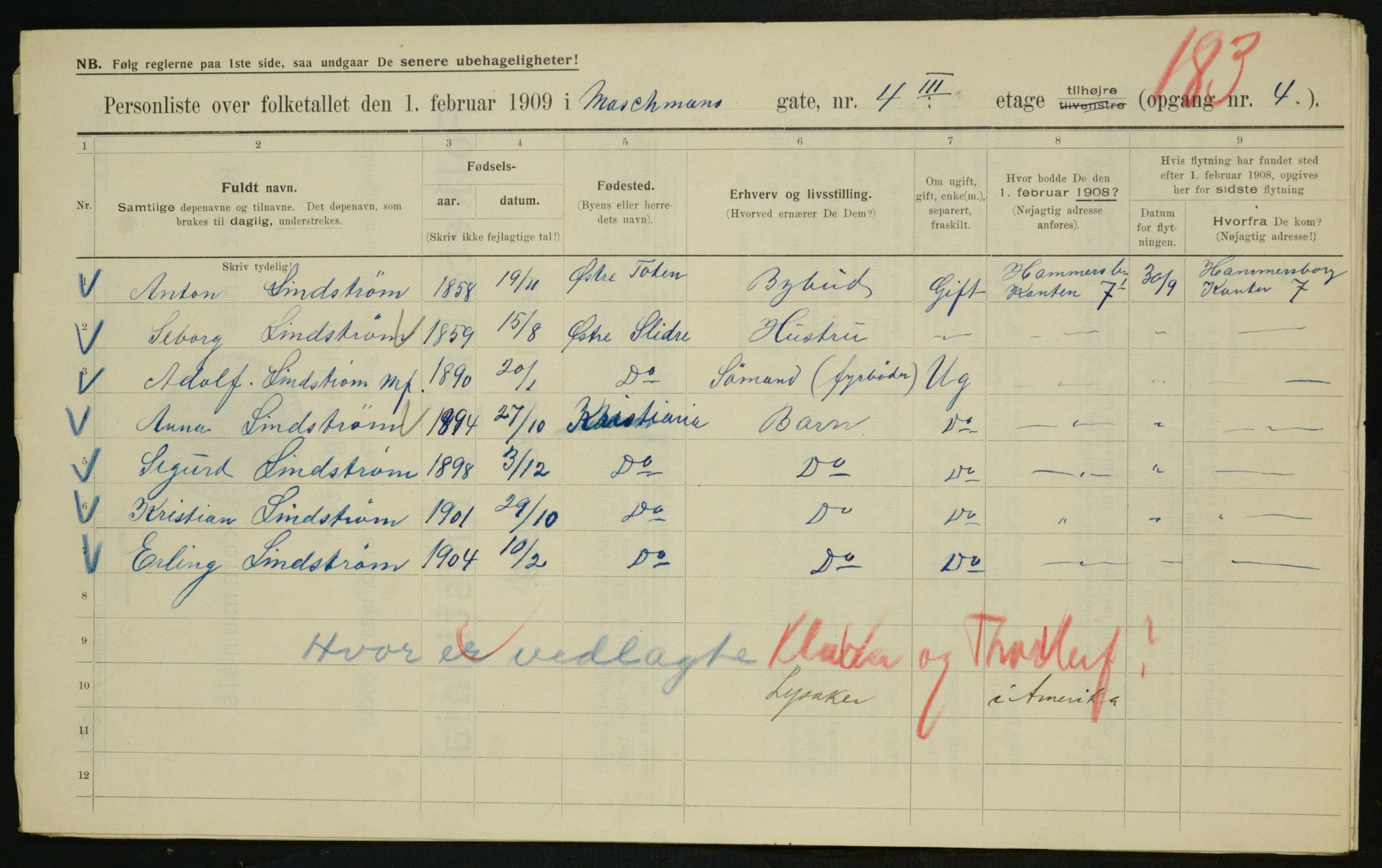 OBA, Municipal Census 1909 for Kristiania, 1909, p. 58781