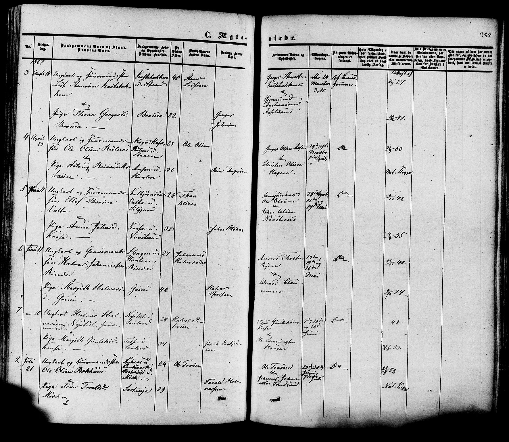 Heddal kirkebøker, SAKO/A-268/F/Fa/L0007: Parish register (official) no. I 7, 1855-1877, p. 338