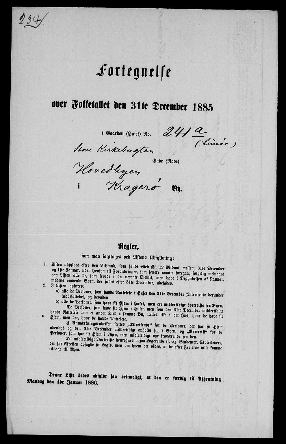 SAKO, 1885 census for 0801 Kragerø, 1885, p. 1494