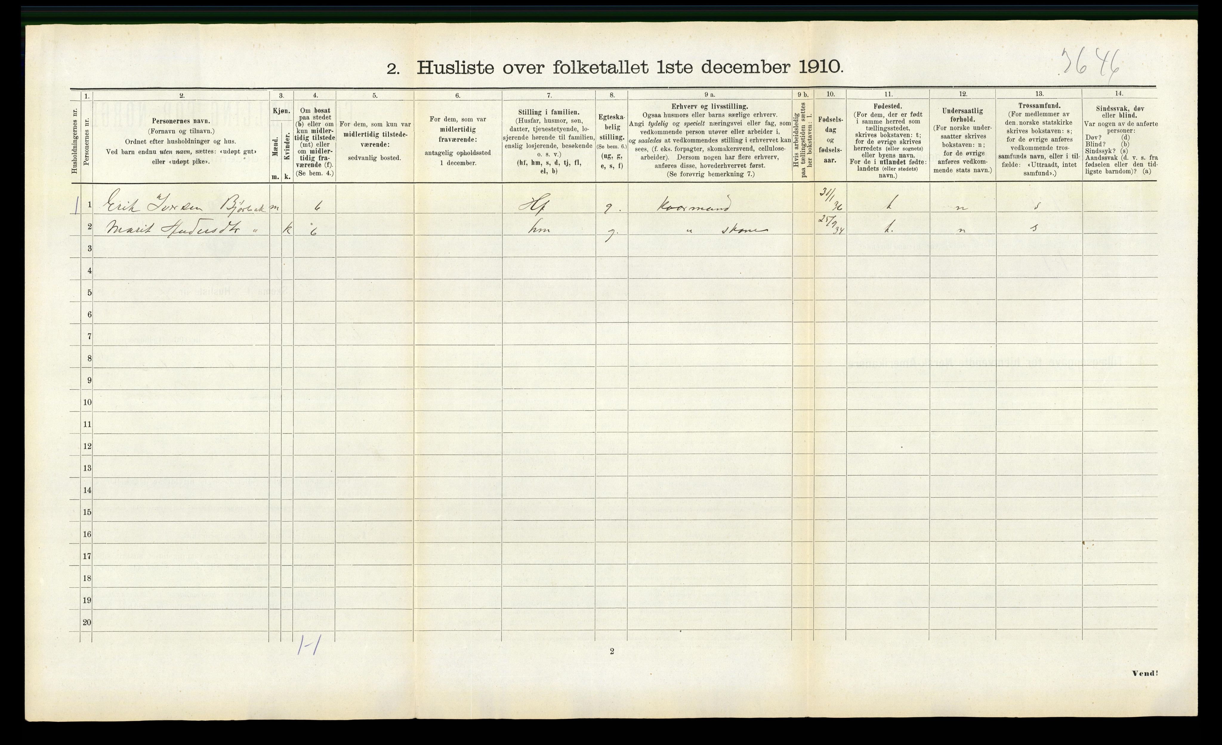 RA, 1910 census for Eresfjord og Vistdal, 1910, p. 108