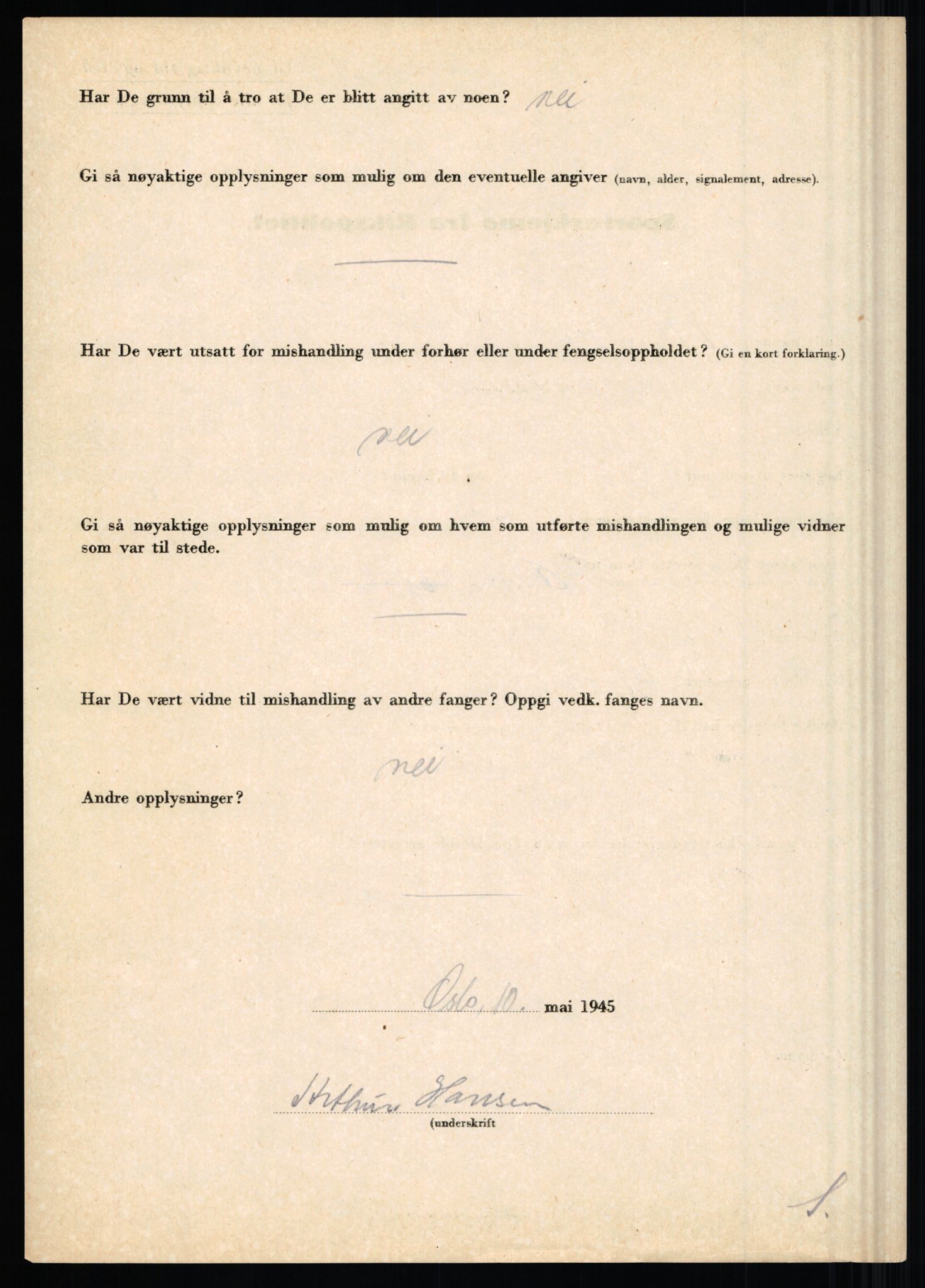 Rikspolitisjefen, AV/RA-S-1560/L/L0006: Hansen, Adolf Boye - Hemstad, Gunnar, 1940-1945, p. 48