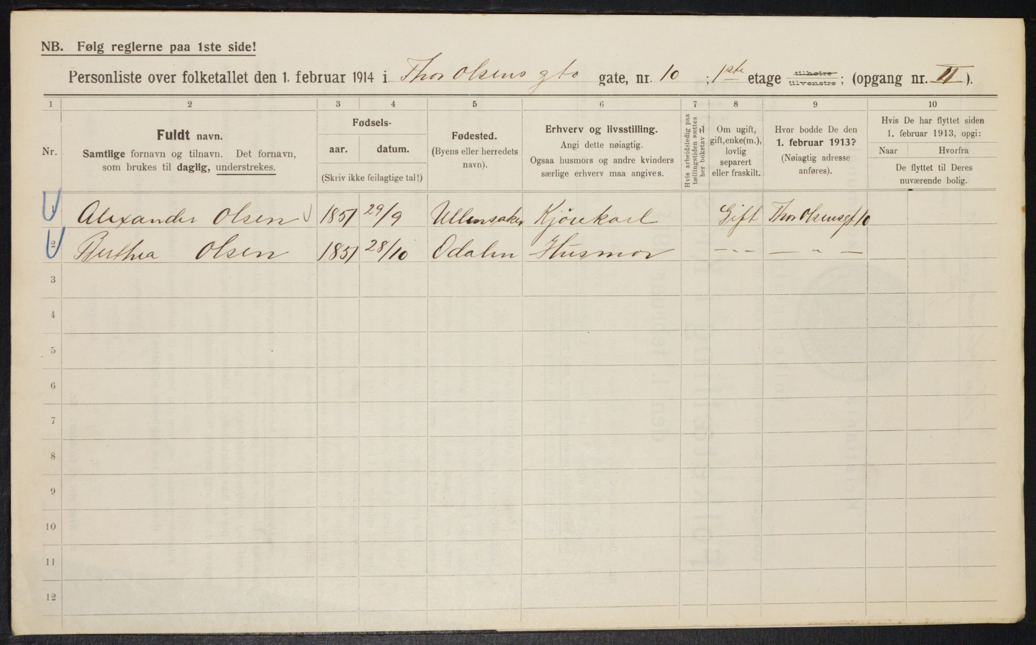 OBA, Municipal Census 1914 for Kristiania, 1914, p. 110417