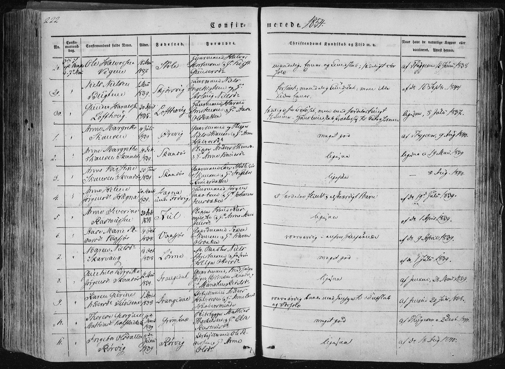 Sannidal kirkebøker, AV/SAKO-A-296/F/Fa/L0007: Parish register (official) no. 7, 1831-1854, p. 222