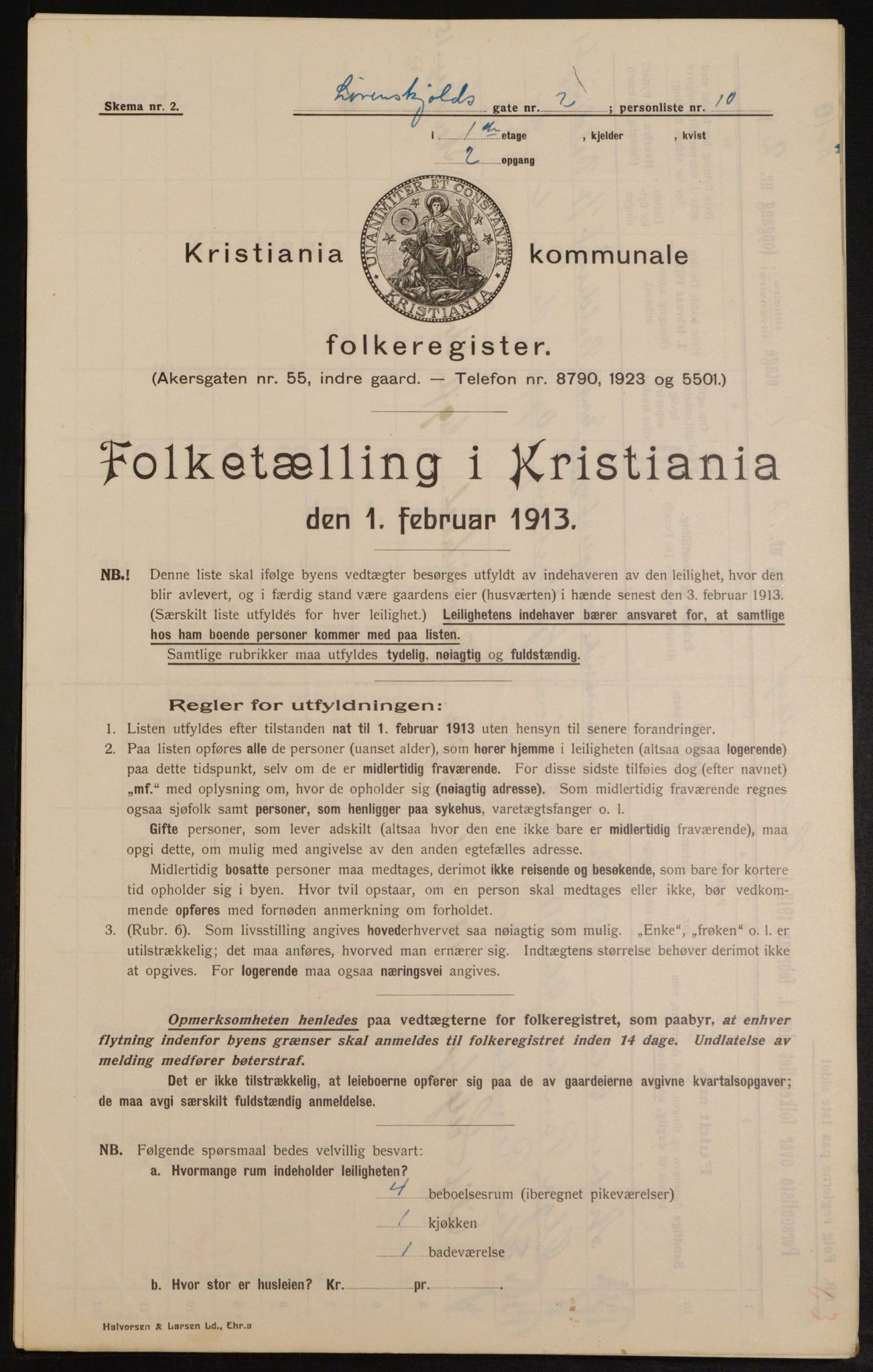 OBA, Municipal Census 1913 for Kristiania, 1913, p. 58599