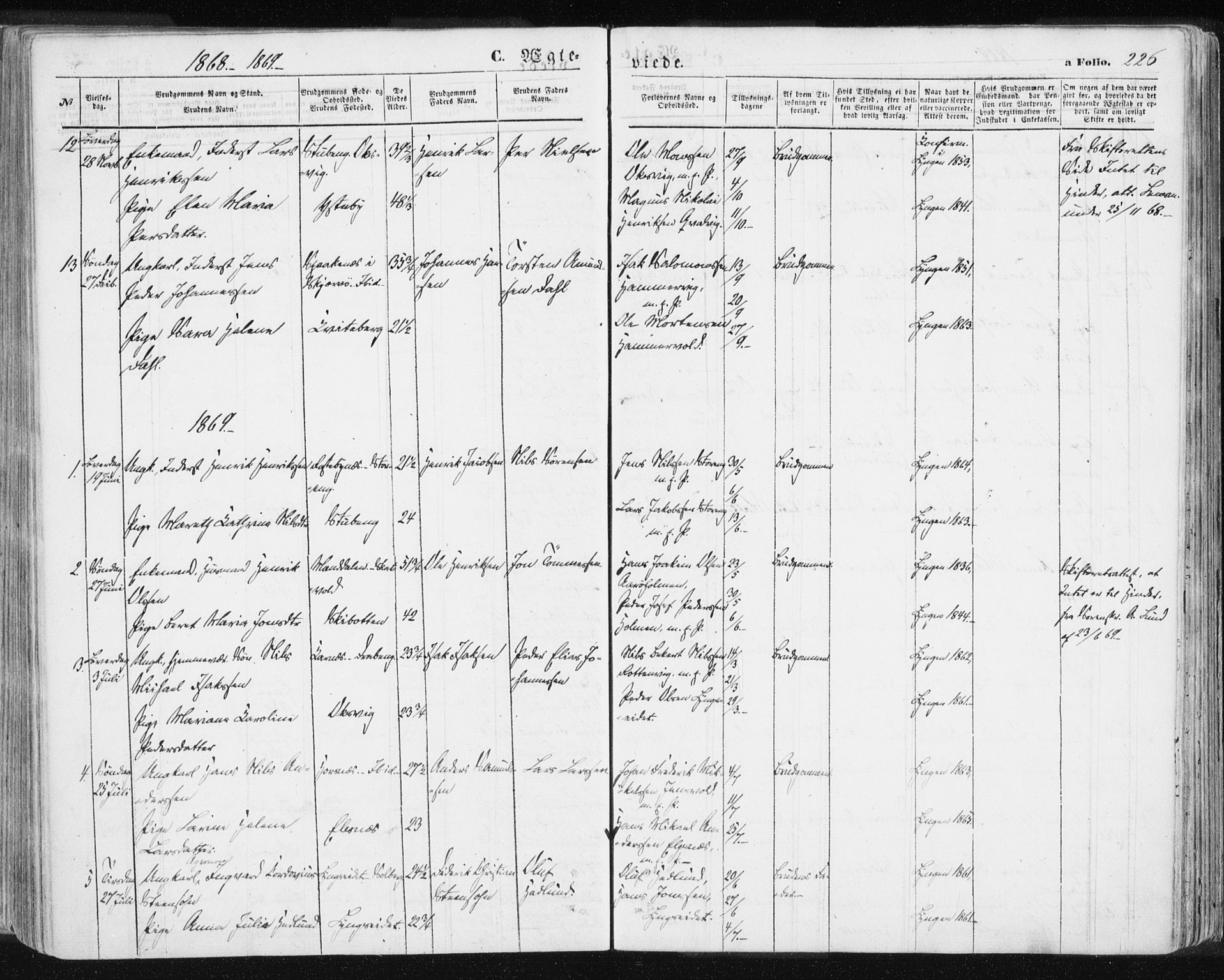 Lyngen sokneprestembete, SATØ/S-1289/H/He/Hea/L0005kirke: Parish register (official) no. 5, 1859-1869, p. 226