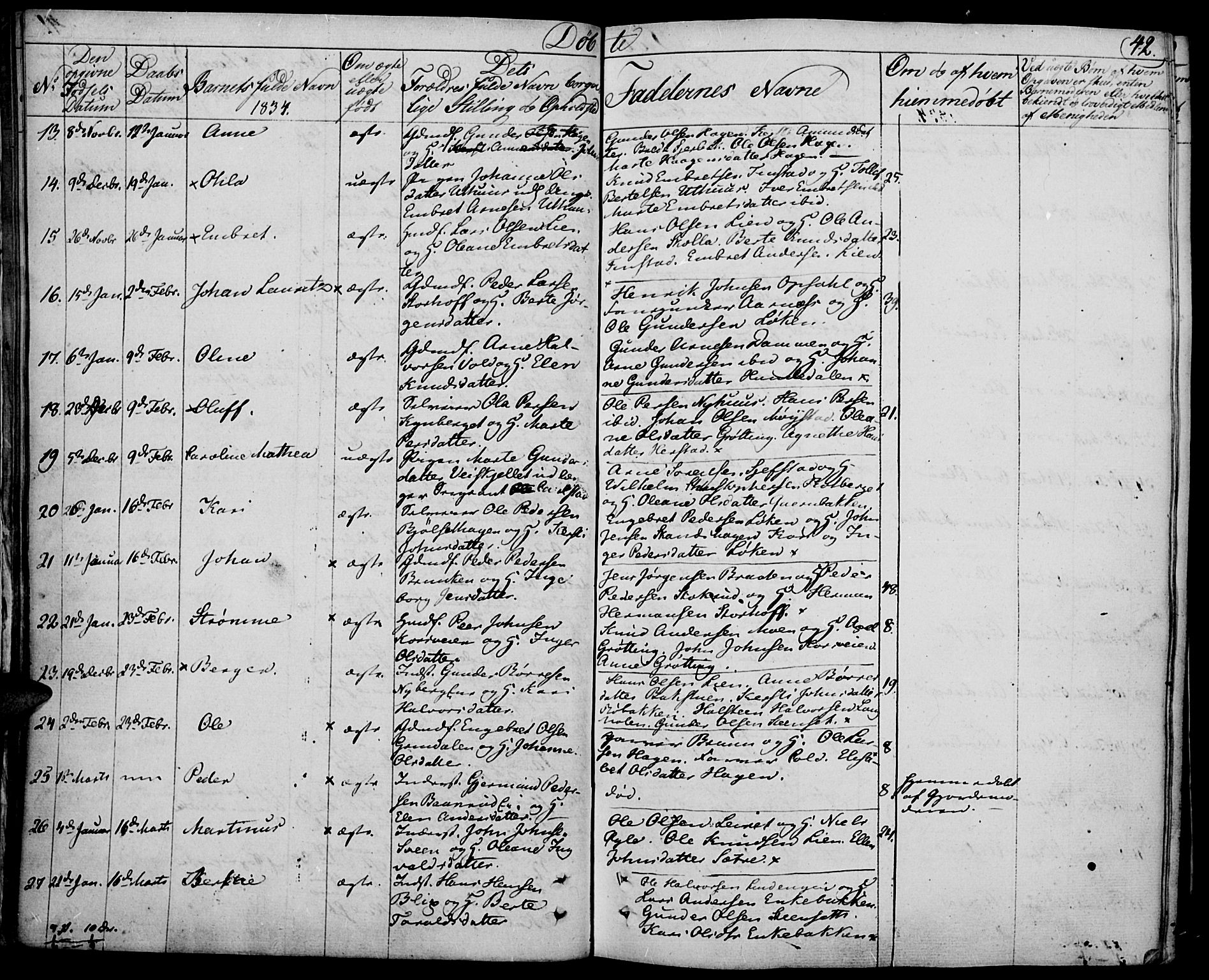 Elverum prestekontor, AV/SAH-PREST-044/H/Ha/Haa/L0008: Parish register (official) no. 8, 1830-1842, p. 42