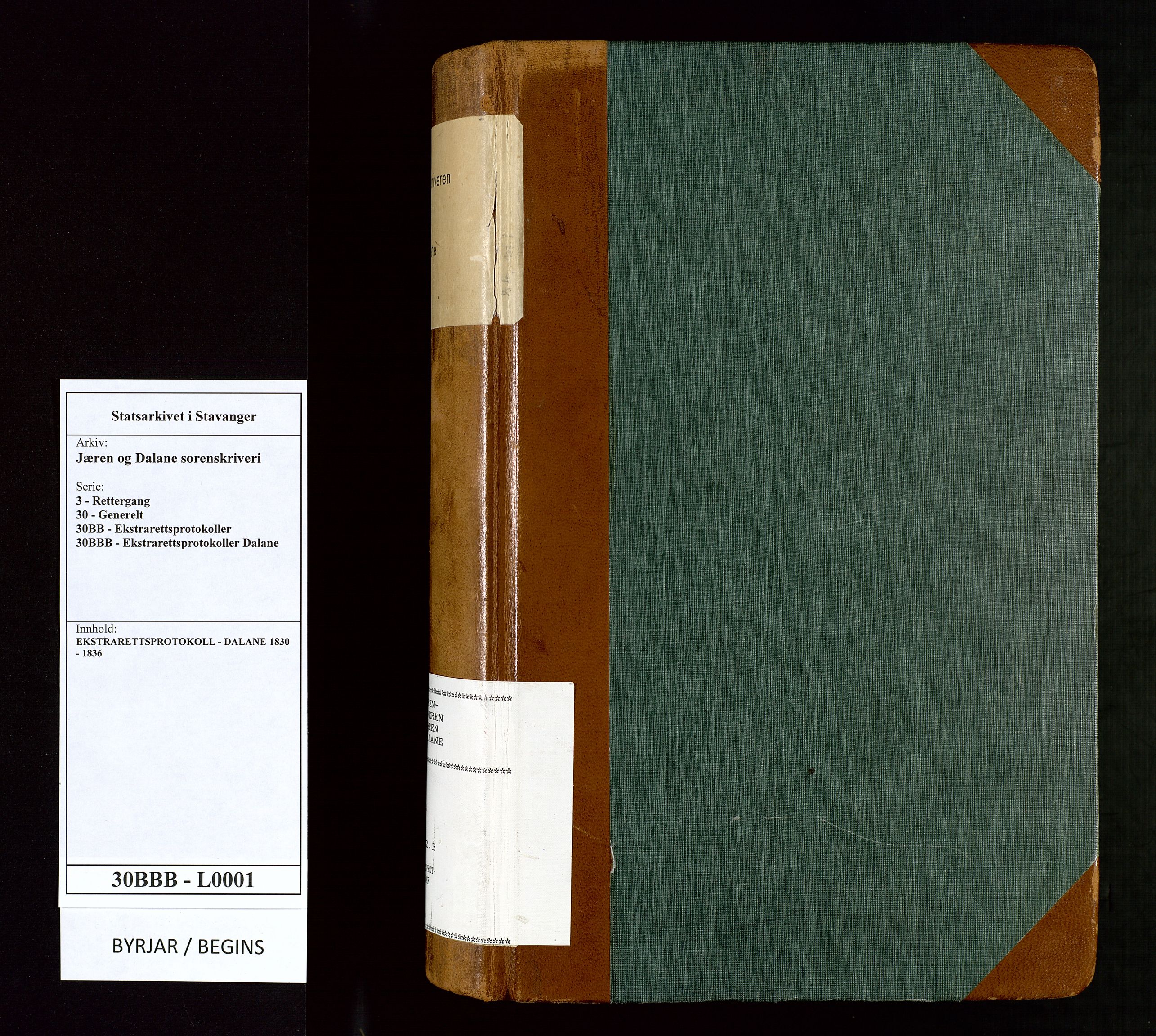 Jæren og Dalane sorenskriveri, AV/SAST-A-100306/3/30/30BBB/L0001: EKSTRARETTSPROTOKOLL - DALANE, 1830-1836